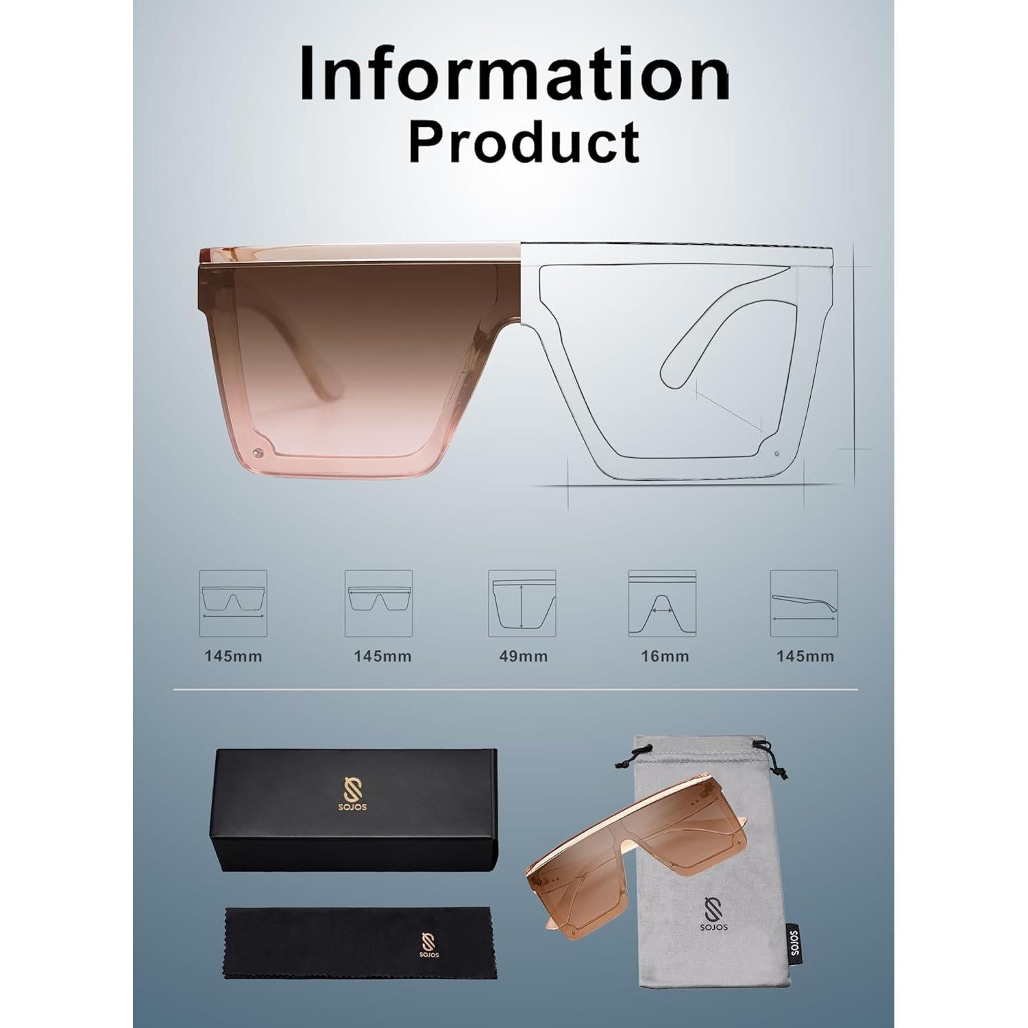 Gafas de sol cuadradas SOJOS SJ2117 con lentes UV400 y marco grueso