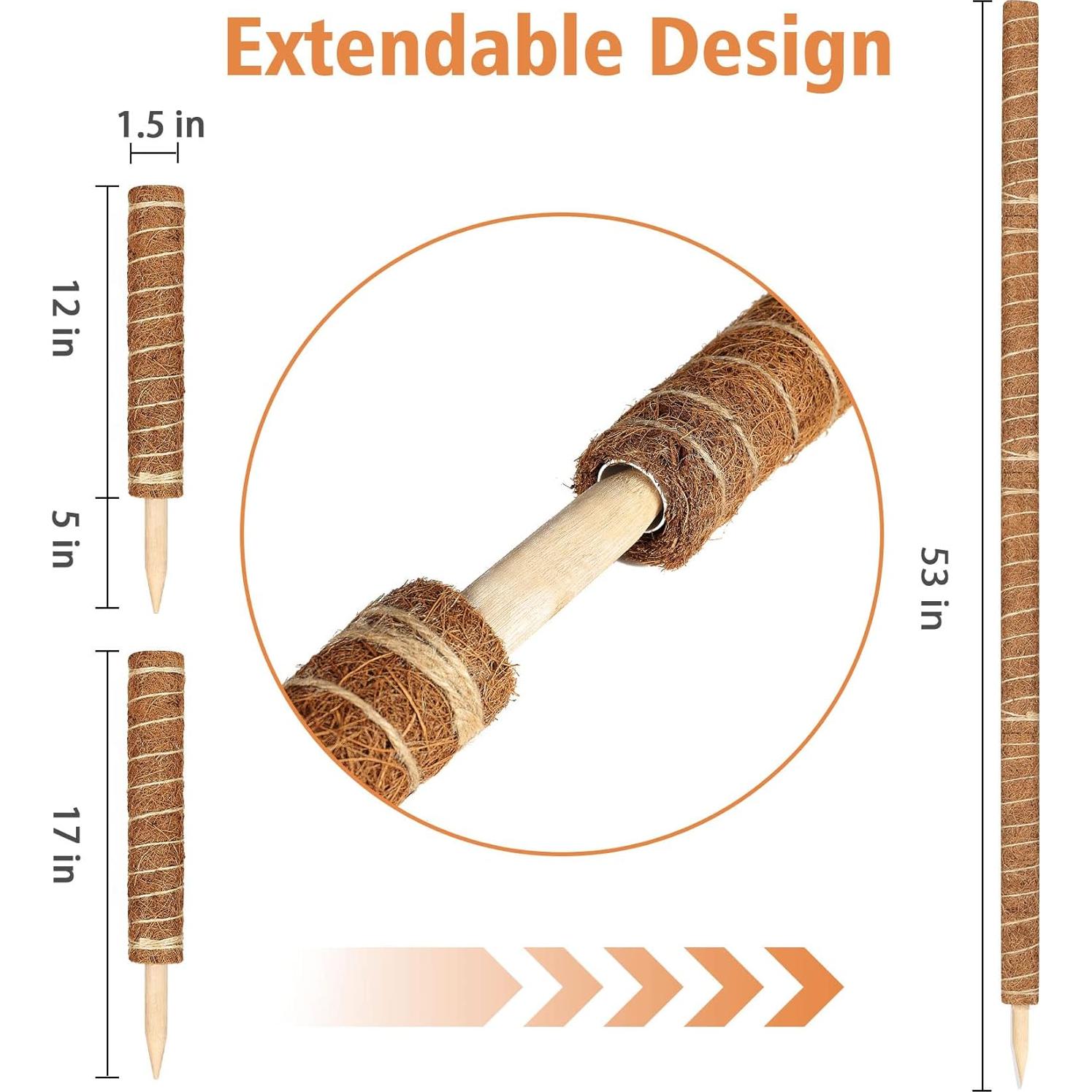 Postes de Musgo de Coco JJGoo 4 Pack 43 cm Soporte Plantas