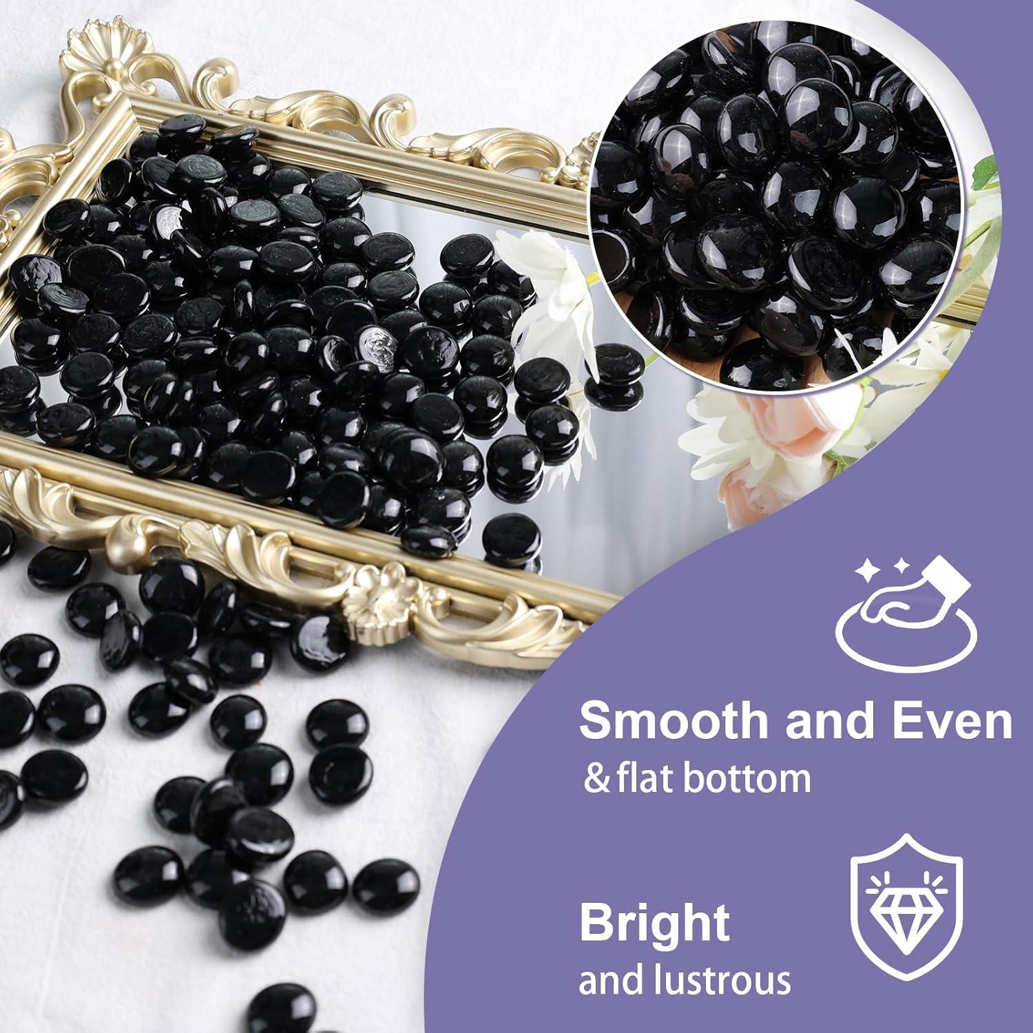 Canicas de Vidrio Planas Negras DomeStar 0.45kg para Decoración