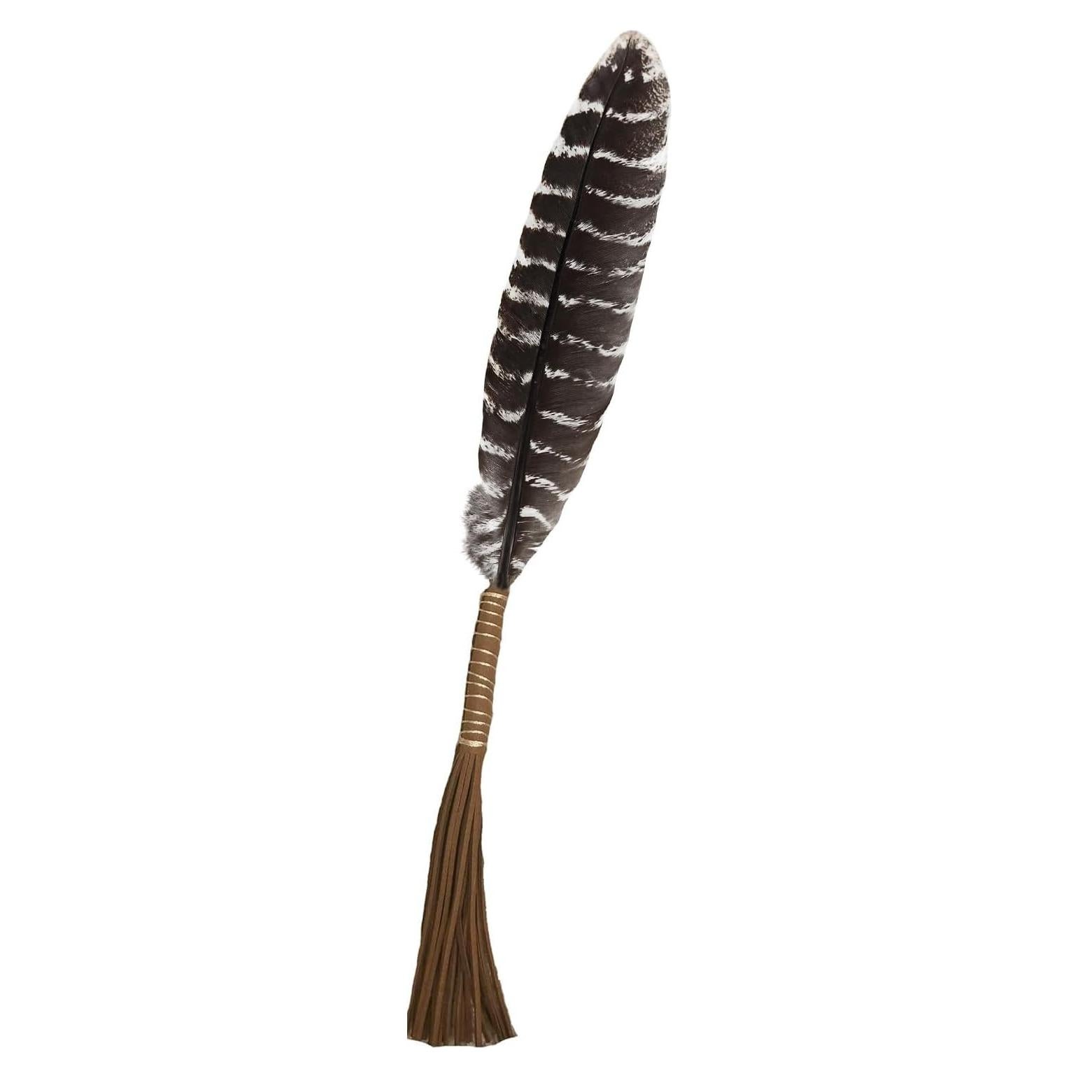 Pluma de Ahumado GOKTRO de Cuero 35.56 cm con Borlas