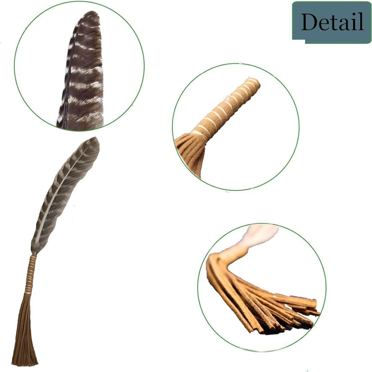 Pluma de Ahumado GOKTRO de Cuero 35.56 cm con Borlas