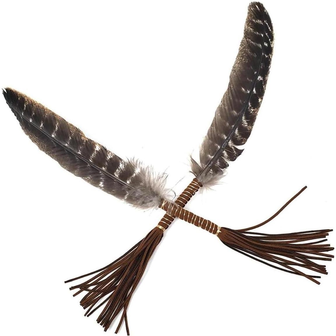 Pluma de Ahumado GOKTRO de Cuero 35.56 cm con Borlas