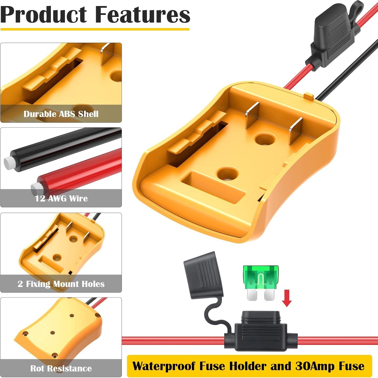 Adaptador de Rueda de Poder Dewalt 20V 2 Paquetes con Fusibles