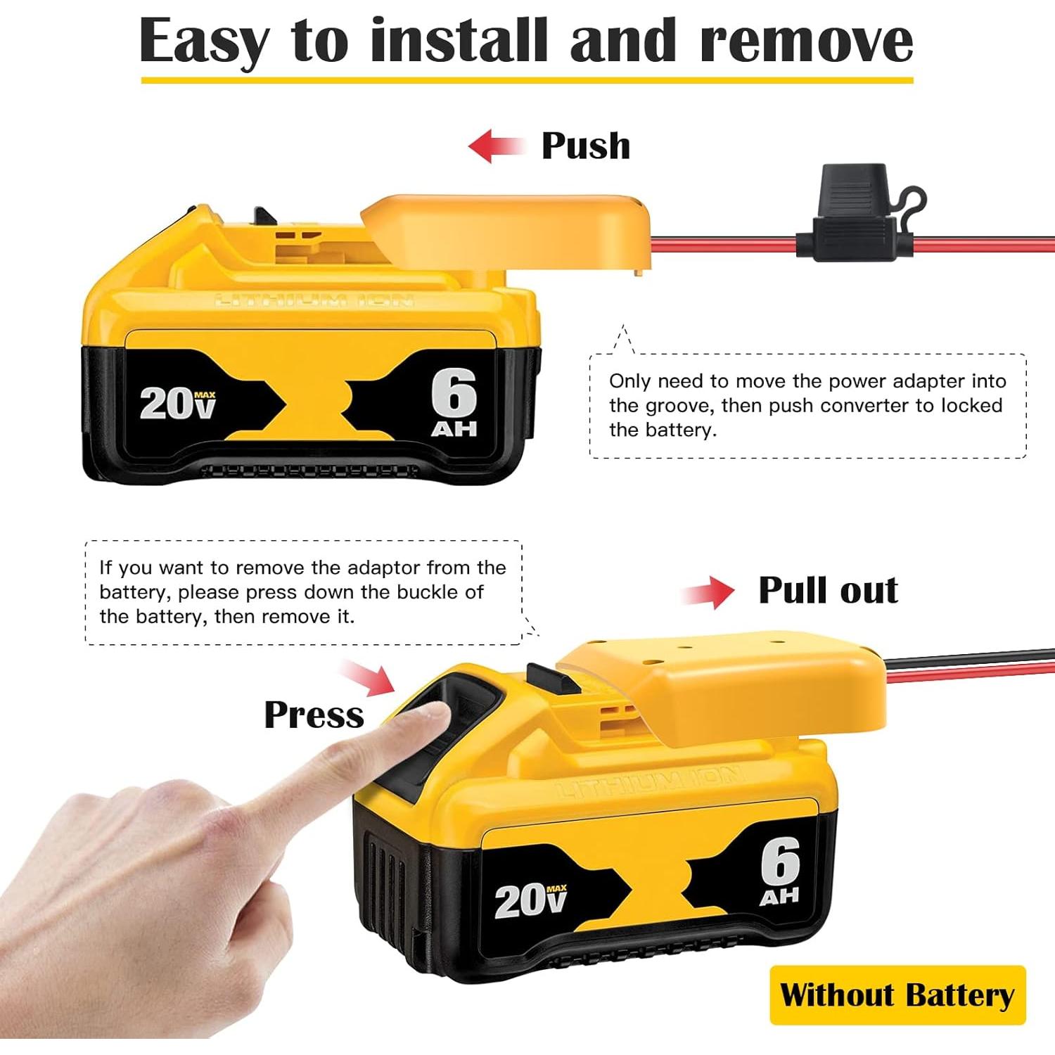 Adaptador de Rueda de Poder Dewalt 20V 2 Paquetes con Fusibles