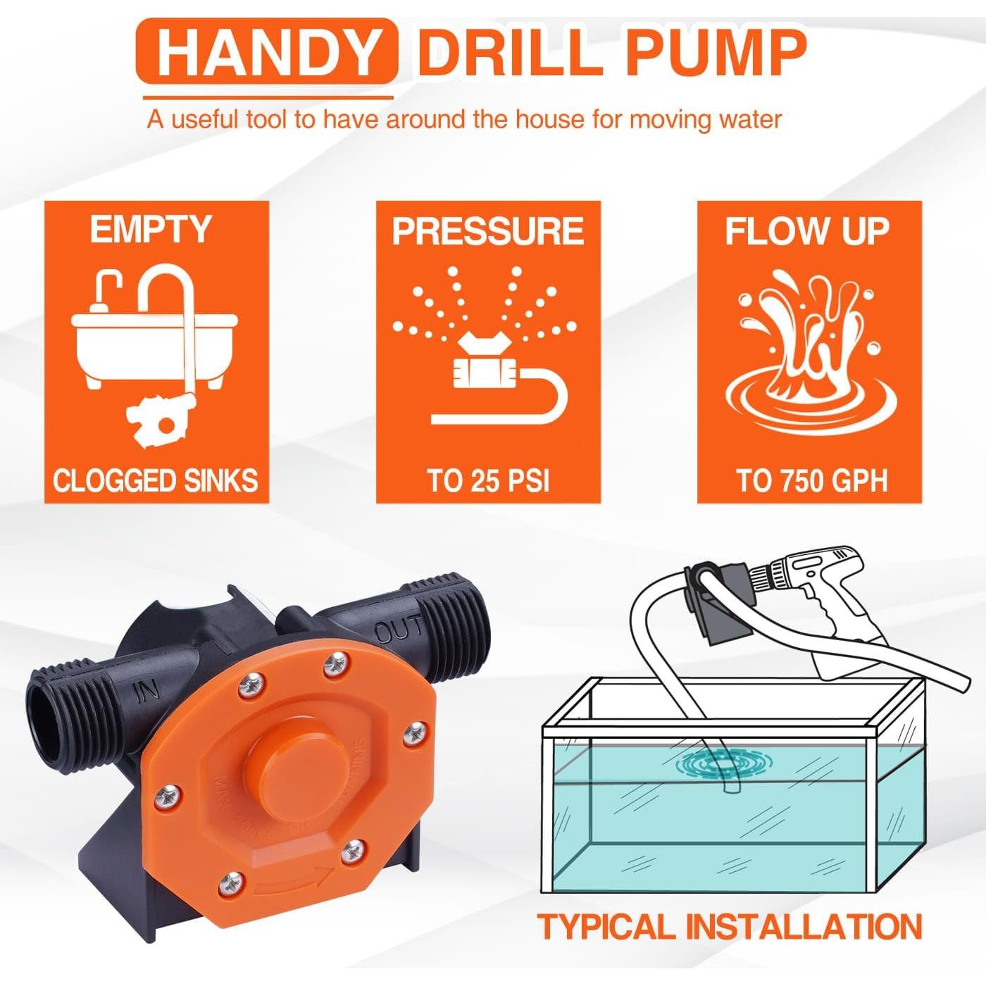 Bomba de Agua Manual TOPWAY para Taladro con Manguera 0.57kg