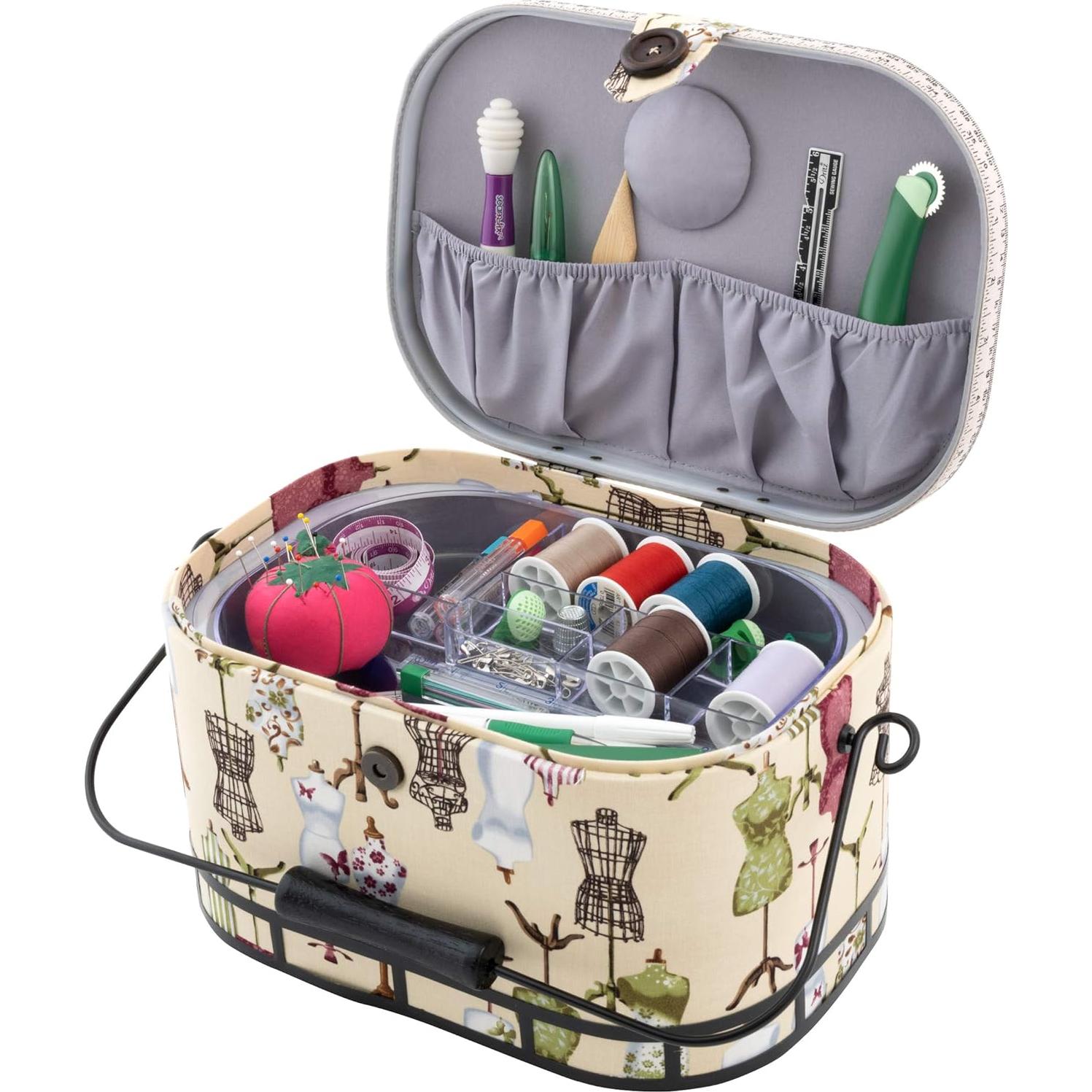 Cesta de Costura Ovalada Grande Dritz con Mango de Metal