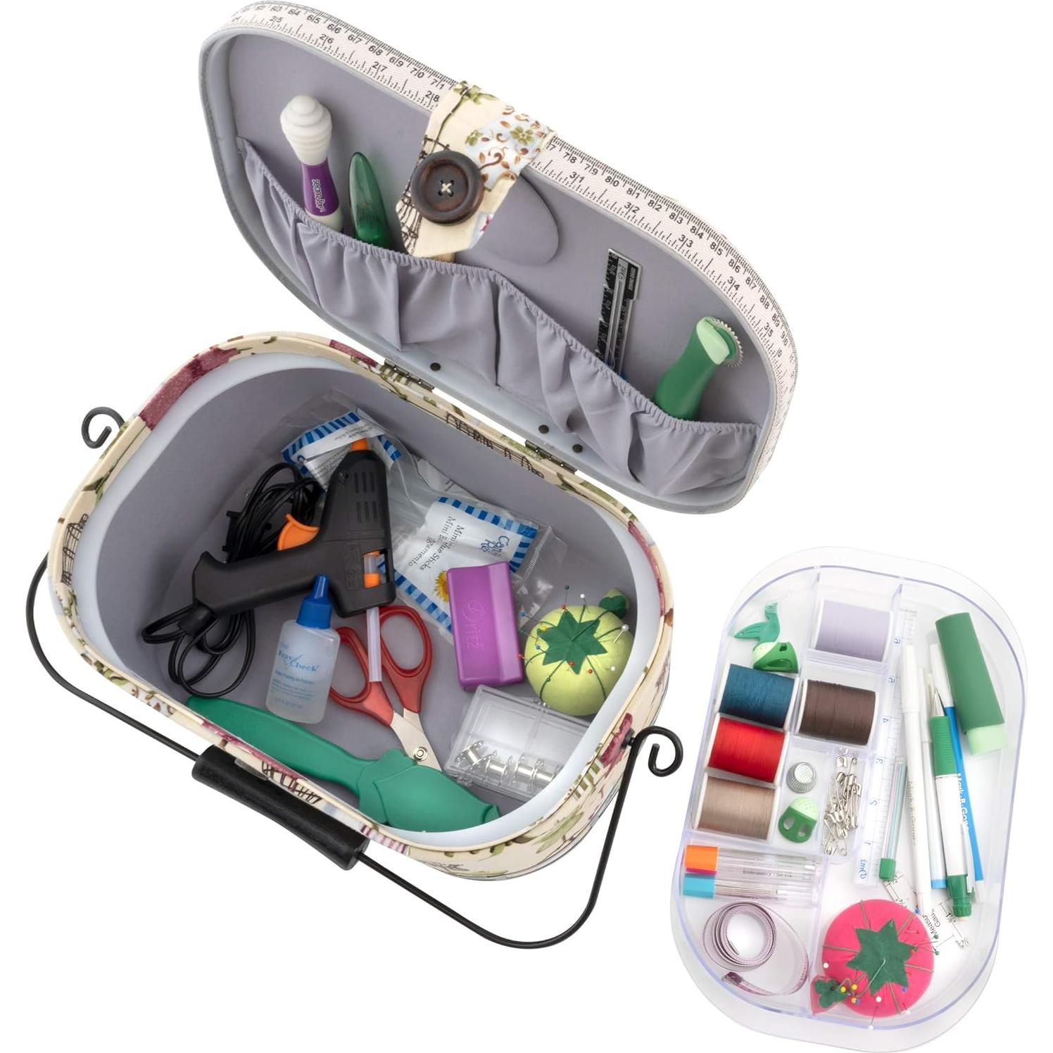 Cesta de Costura Ovalada Grande Dritz con Mango de Metal