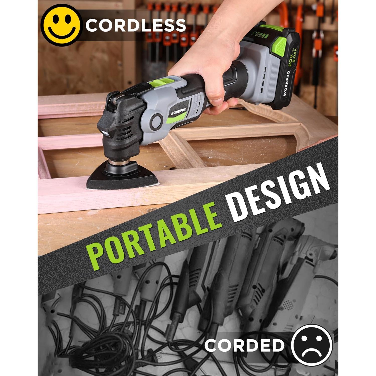 Herramienta Oscilante WORKPRO 20V Inalámbrica 6 Velocidades