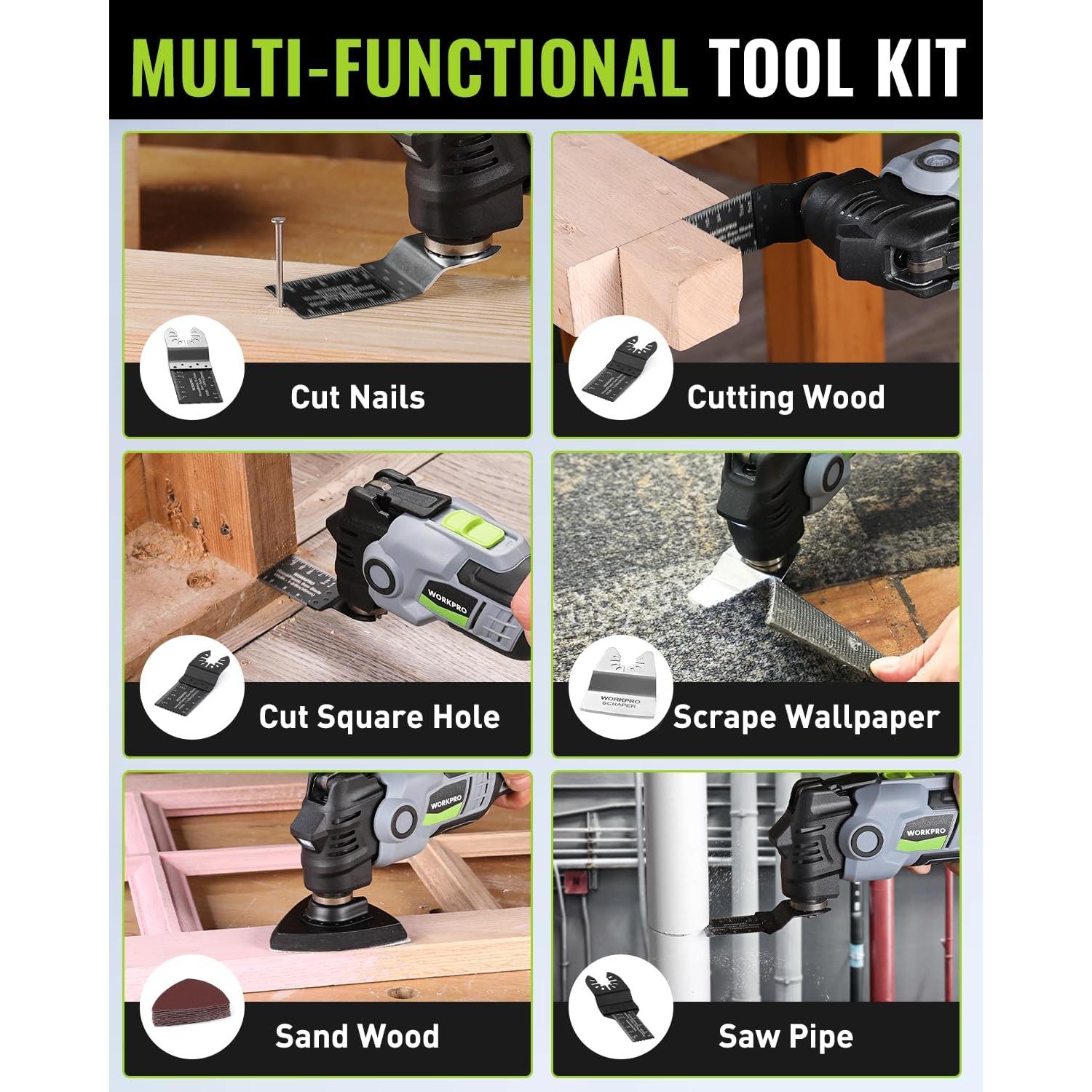 Herramienta Oscilante WORKPRO 20V Inalámbrica 6 Velocidades