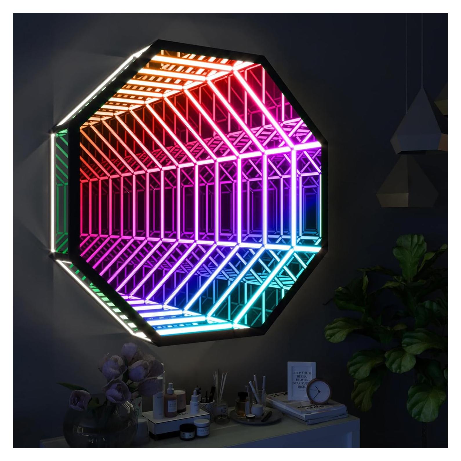 Espejo de Pared Infinito 3D LED Multicolor 30cm - ffbd-666