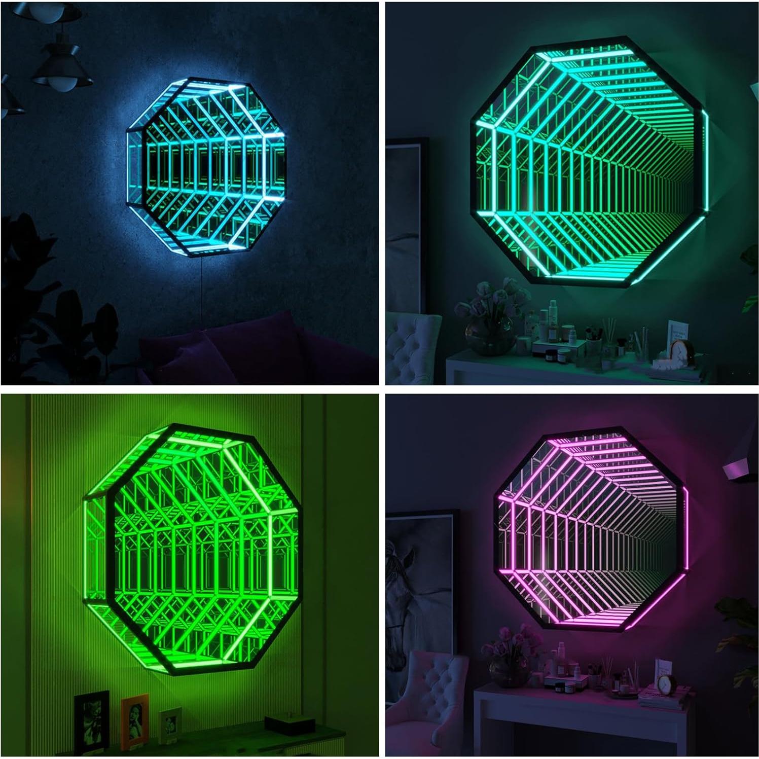 Espejo de Pared Infinito 3D LED Multicolor 30cm - ffbd-666