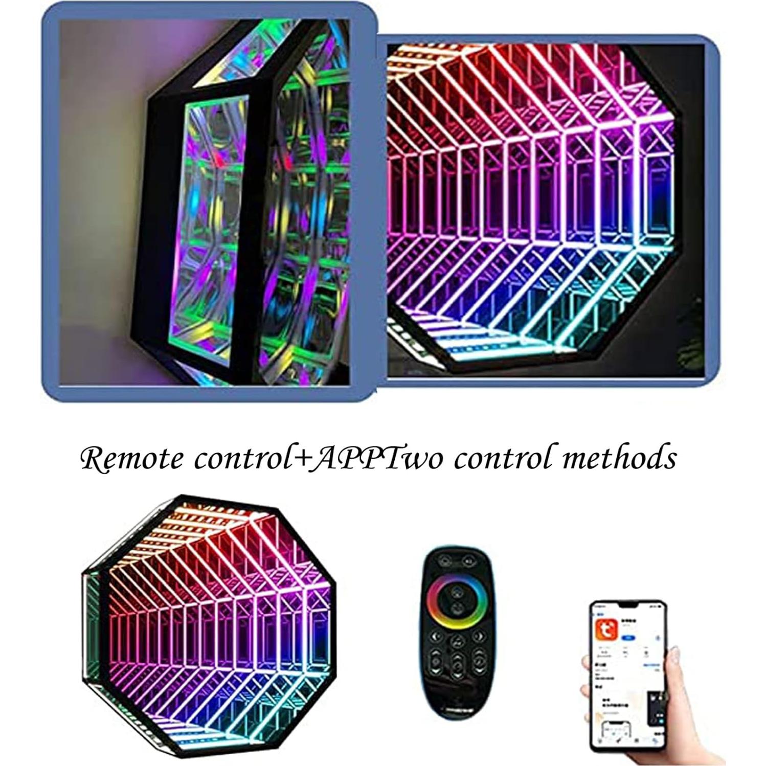 Espejo de Pared Infinito 3D LED Multicolor 30cm - ffbd-666