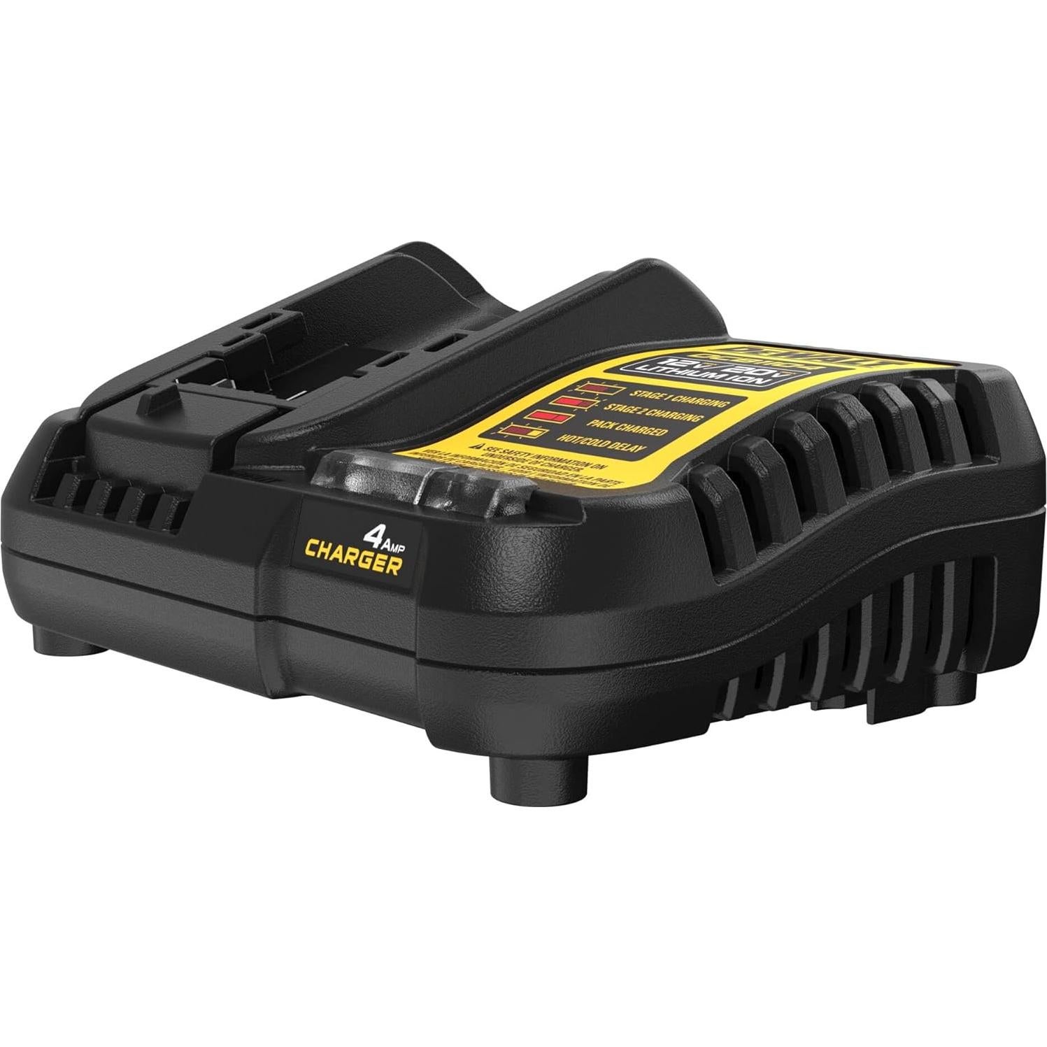 Cargador DEWALT DCB1104 12V/20V 4A con LED y soporte