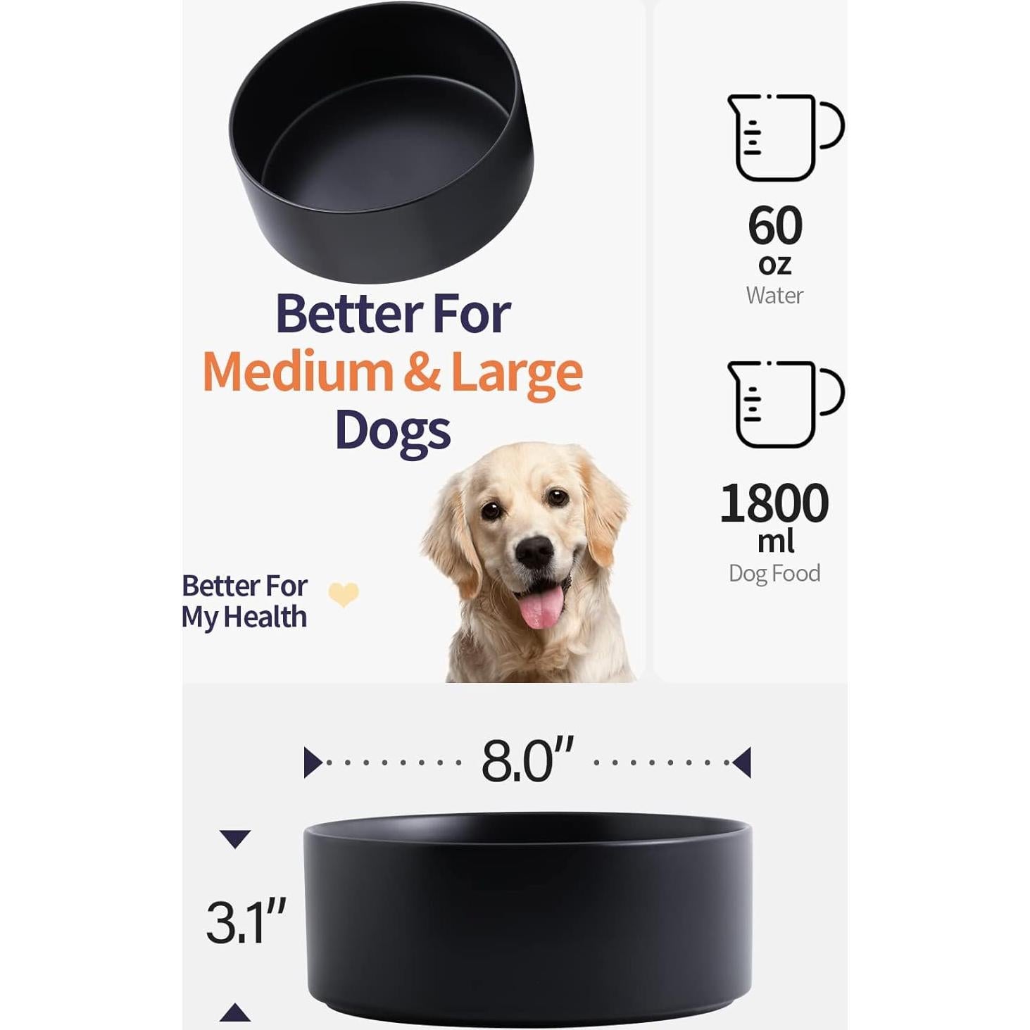 Tazón de Cerámica Antideslizante para Perros Grandes Addogyy 20 cm