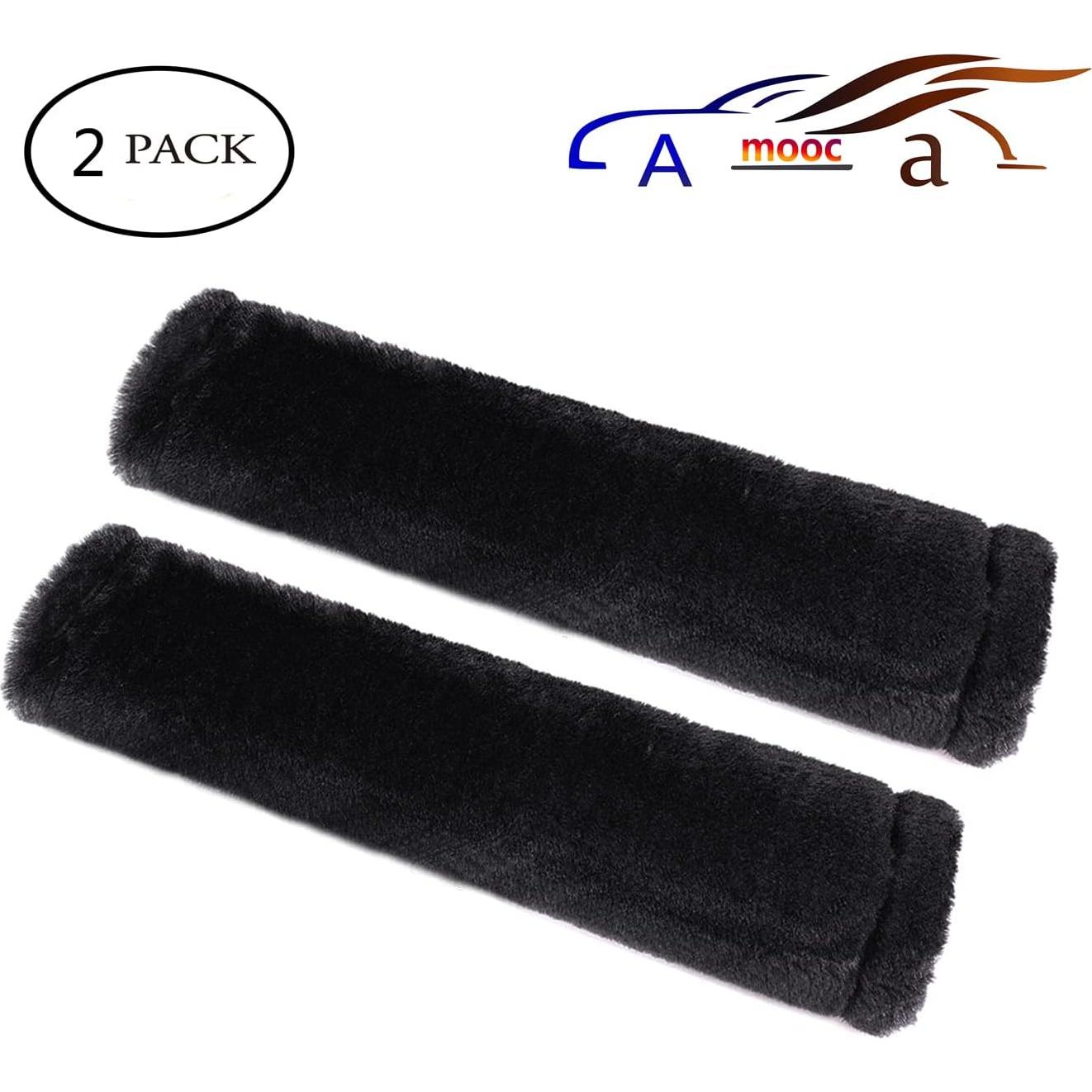 Amooca Funda de Cinturón de Seguridad Suave 2 Paquete 26.67cm Negro
