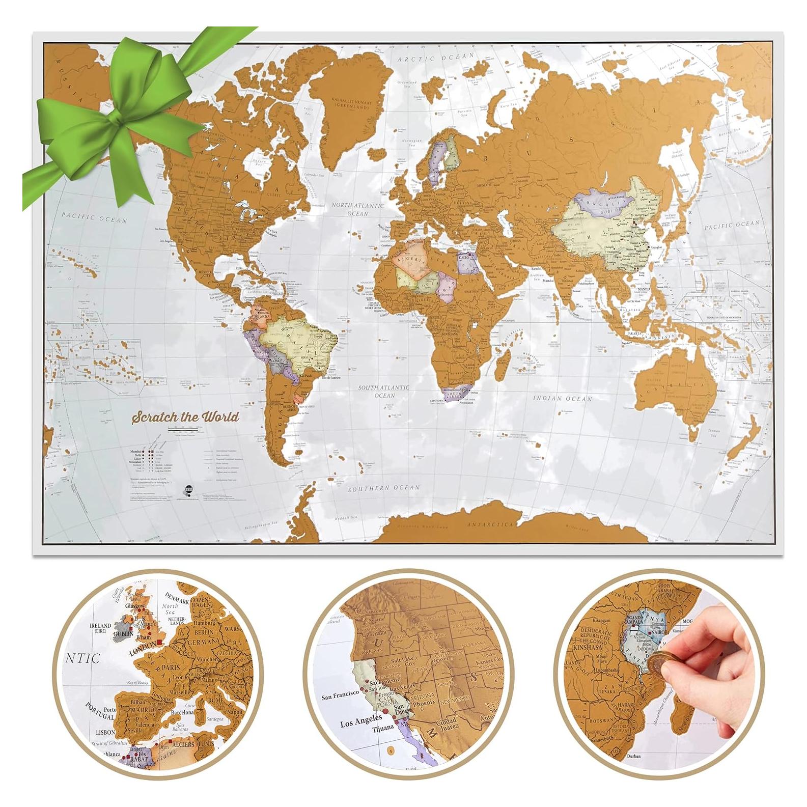 Mapa del Mundo para Raspar Extra Grande 58.4x83.8 cm - Maps International