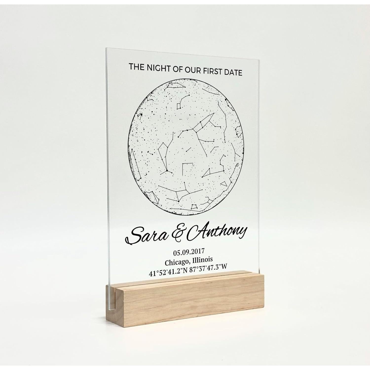 Mapa Estelar Personalizado Acrílico - Regalo Único para Parejas