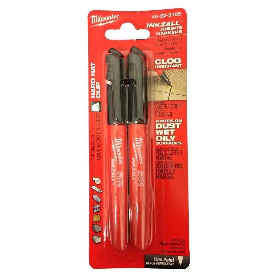 Marcador Punta Fina Negro Milwaukee 48-22-3105 - 2 Unidades