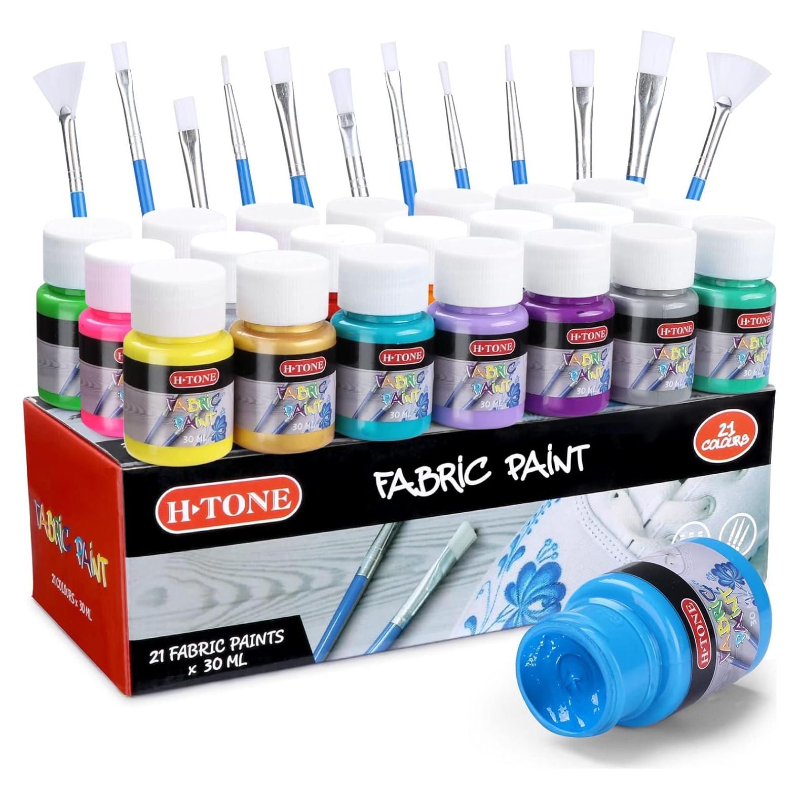 Set de Pintura para Tela H-TONE 21 Colores 30ml Profesional