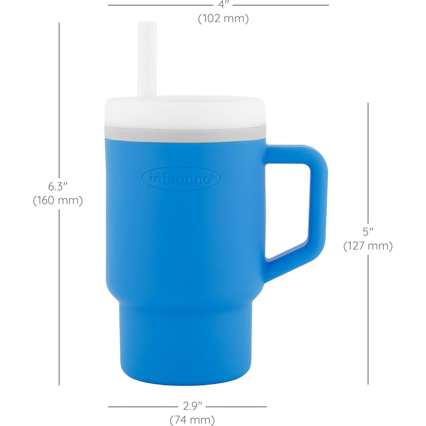 Infantino Mi 1er Vaso - Silicona Océano 266 ml con Pajilla