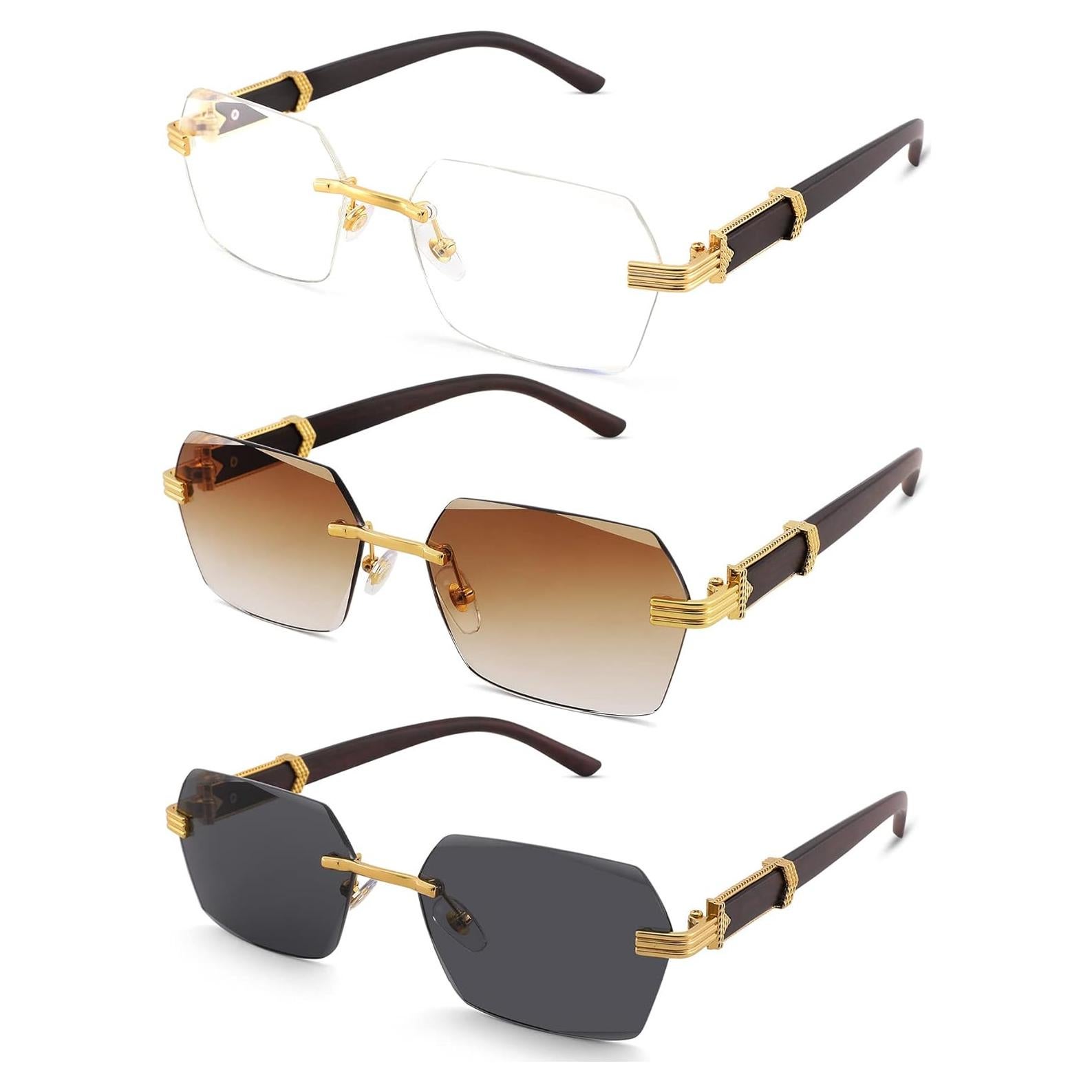 Gafas de sol rectangulares sin montura Hycredi UV400