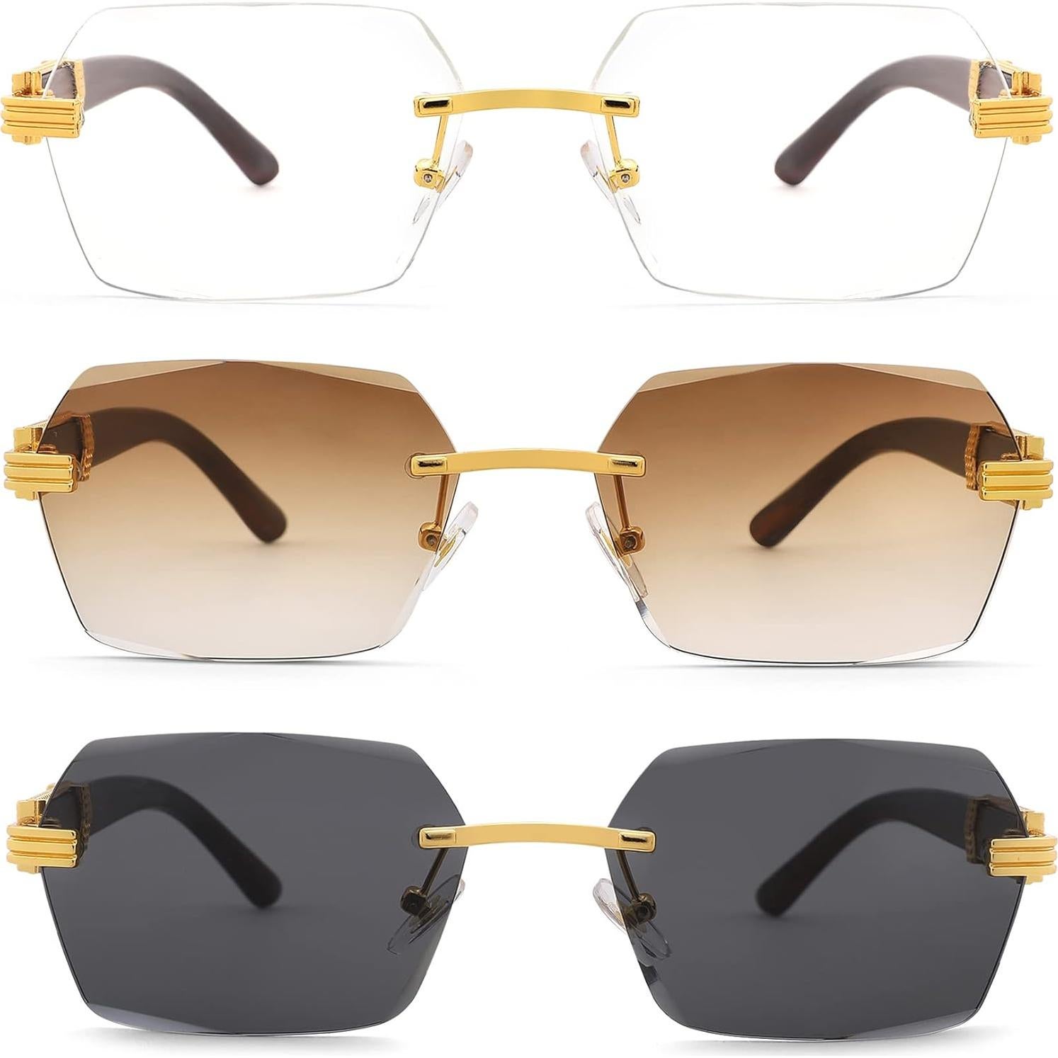 Gafas de sol rectangulares sin montura Hycredi UV400