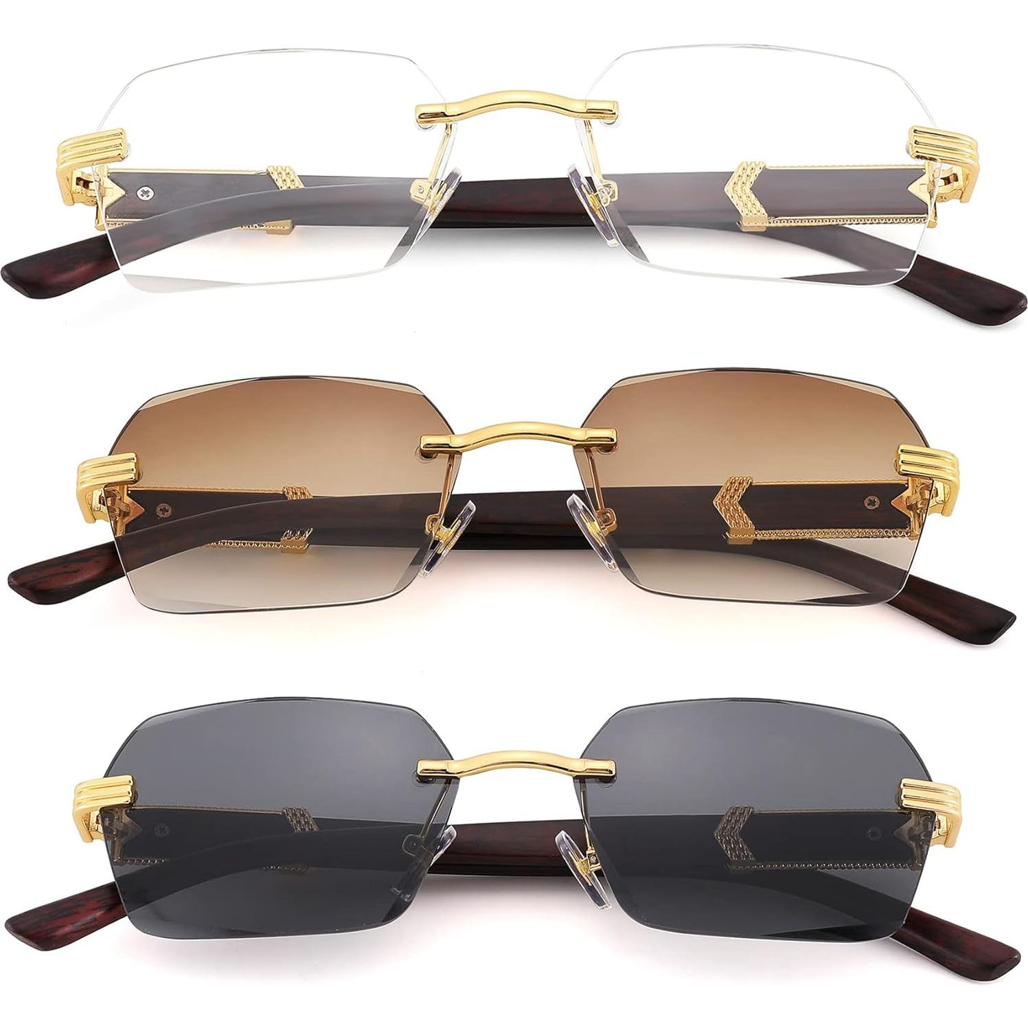 Gafas de sol rectangulares sin montura Hycredi UV400