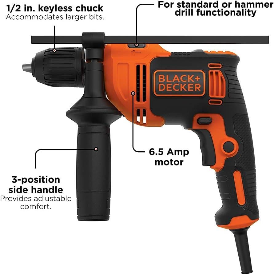 Taladro de Percusión BLACK+DECKER BEHD201 6.5A 1.27cm