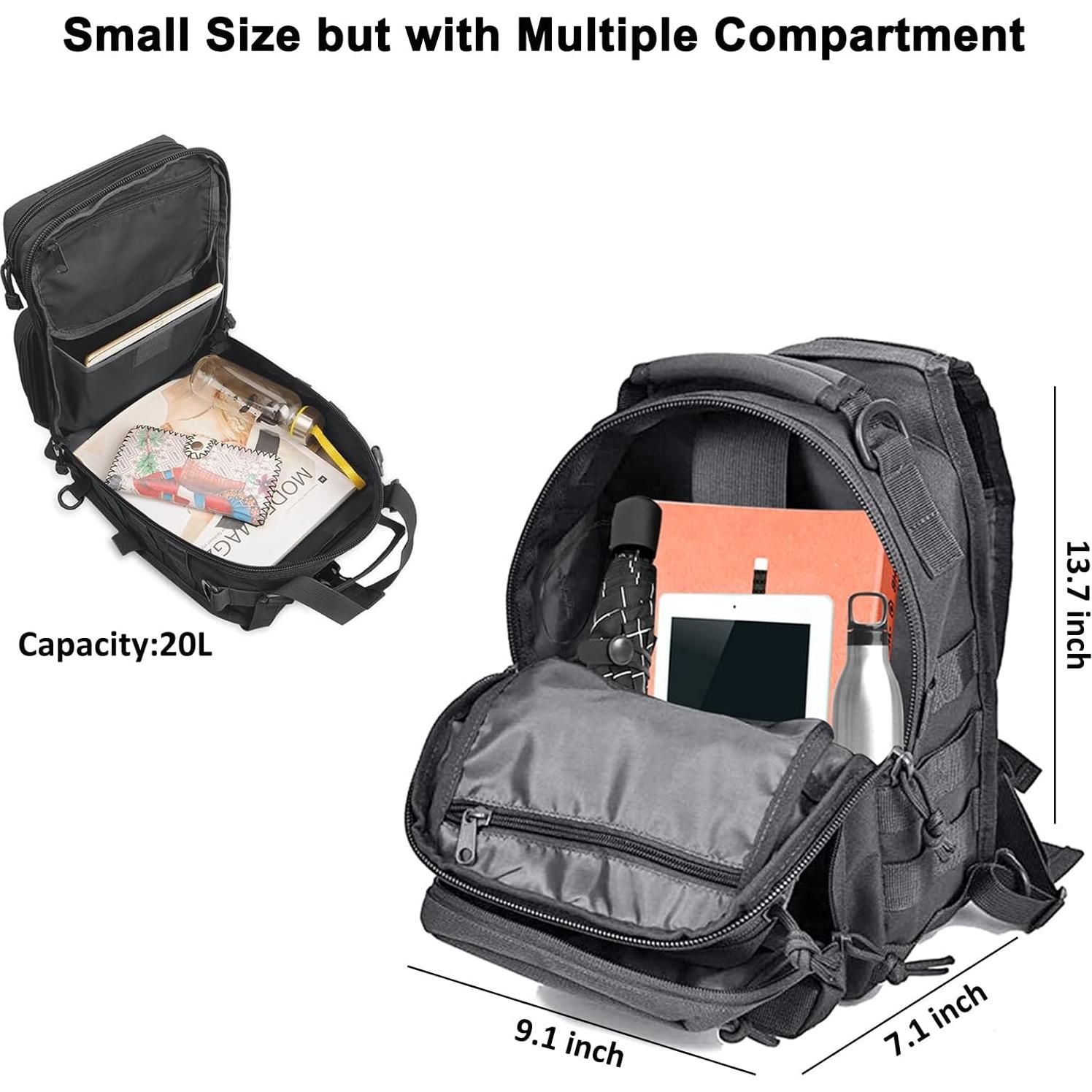 Mochila Táctica Hopopower Sling Bag 20L Nylon Impermeable