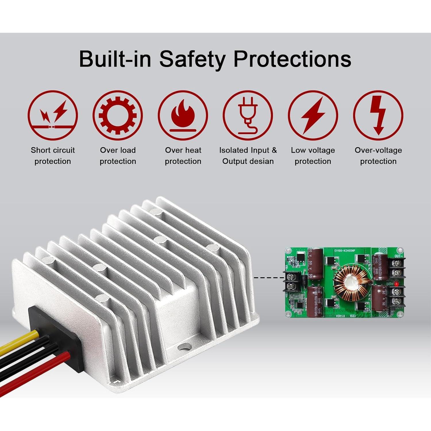 Convertidor de Voltaje IIXWUQ 18V a 12V 15A con Interruptor