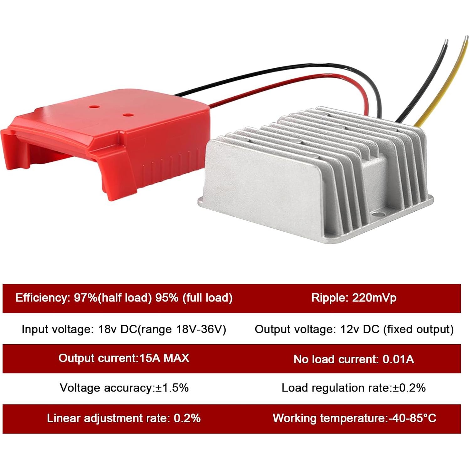 Convertidor de Voltaje IIXWUQ 18V a 12V 15A con Interruptor