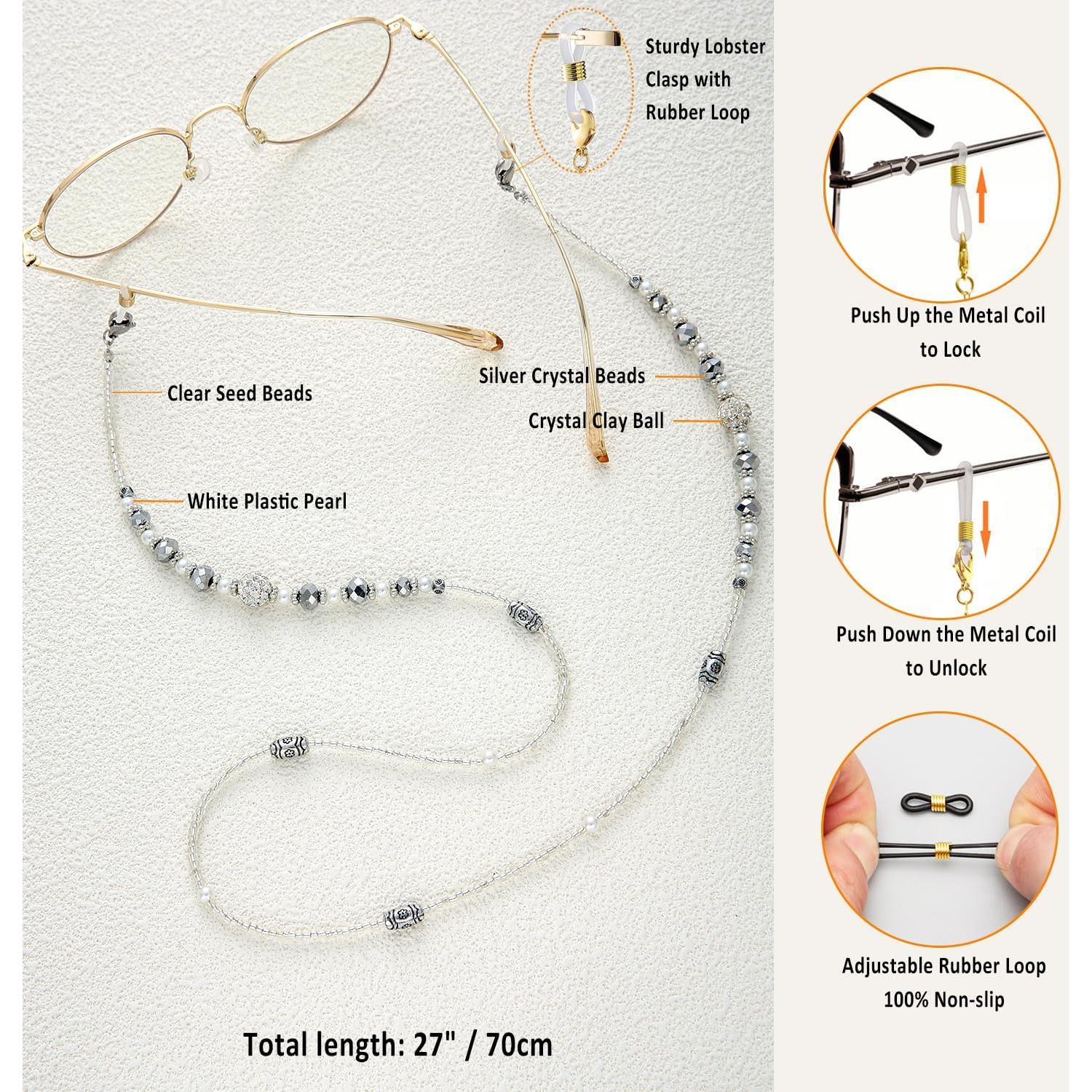 Cadena de Gafas para Mujeres Soporte con Perlas 68 cm