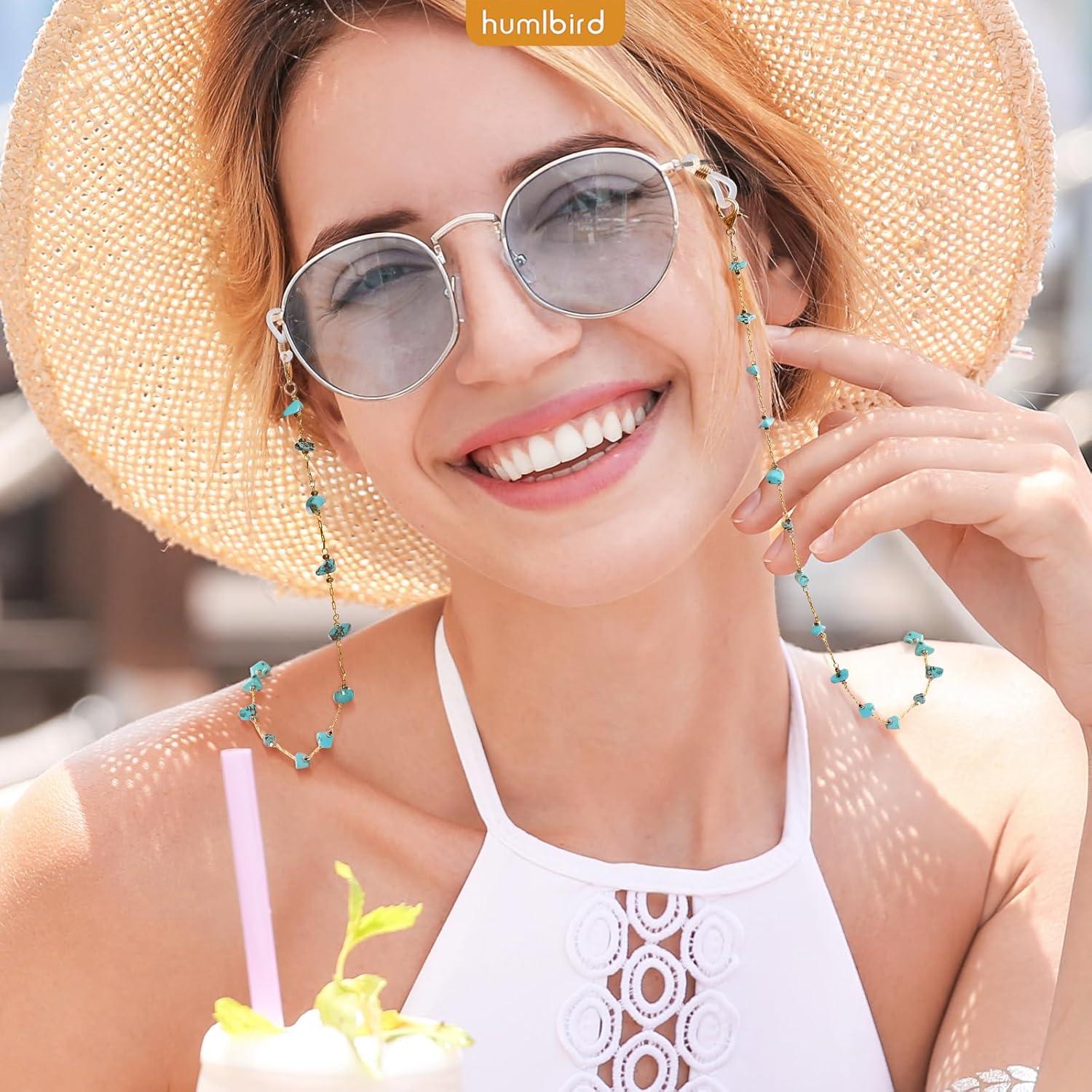 Cadena de Gafas Humlbird para Mujeres - 66 cm, Cristal Natural