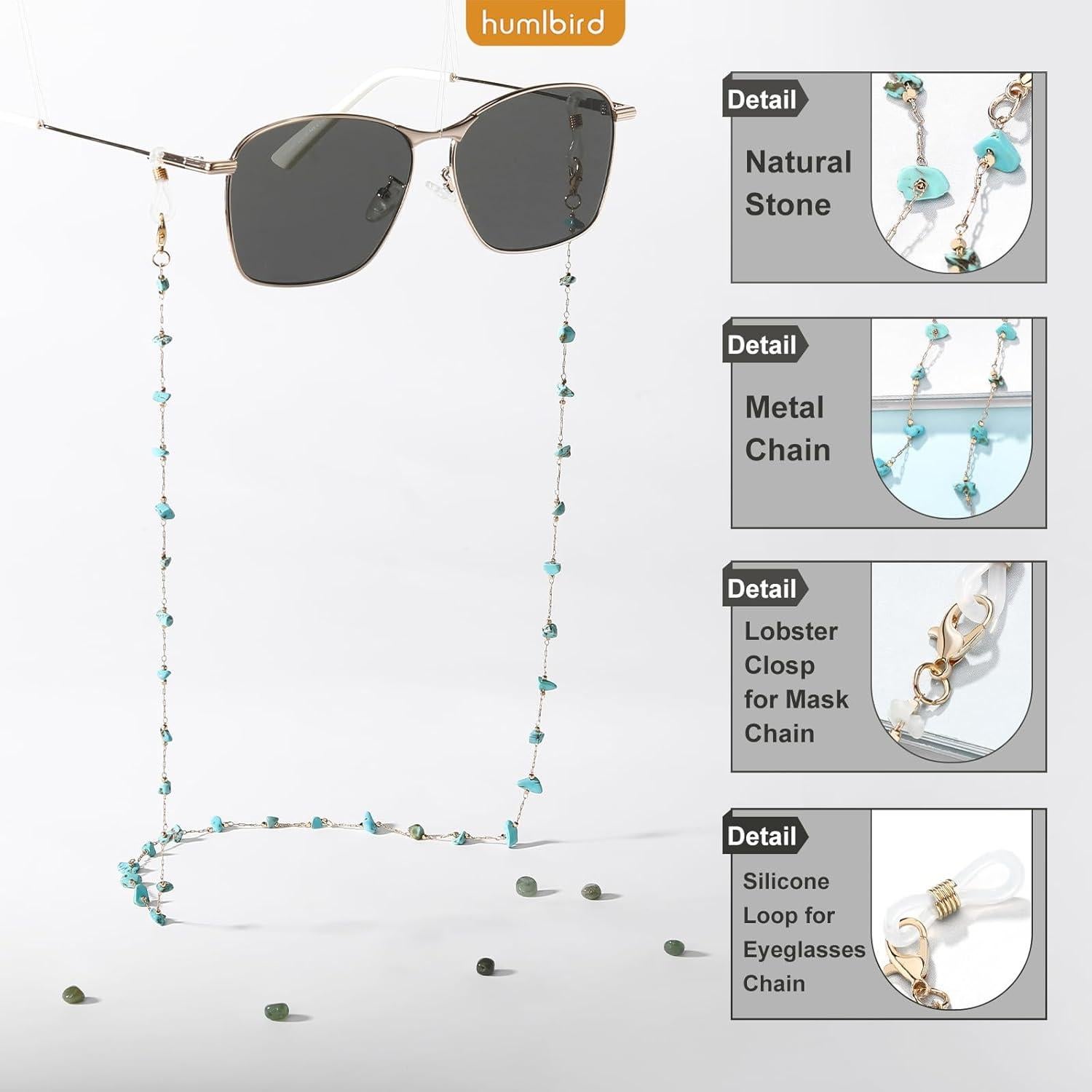 Cadena de Gafas Humlbird para Mujeres - 66 cm, Cristal Natural