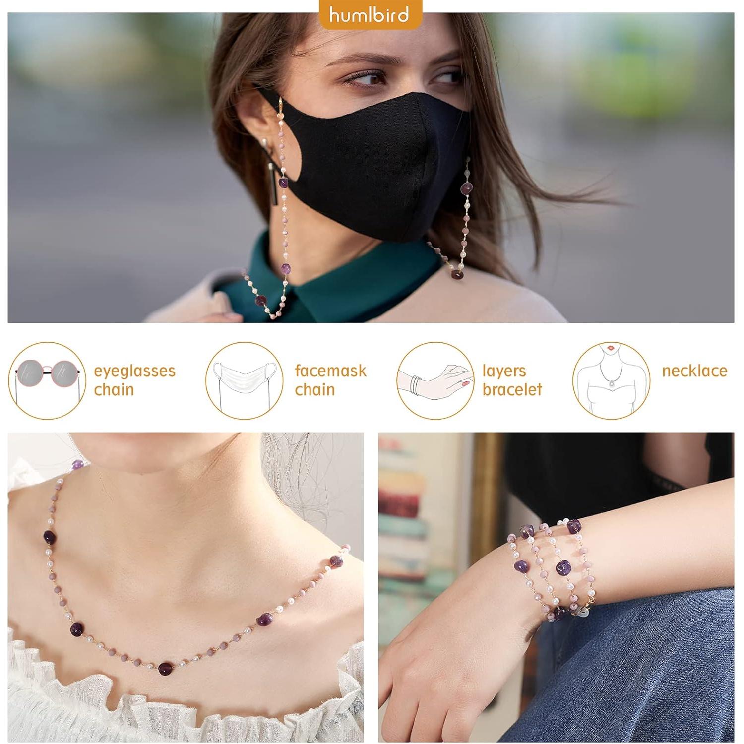 Cadena de Gafas Humlbird para Mujeres 67 cm Cristal Natural