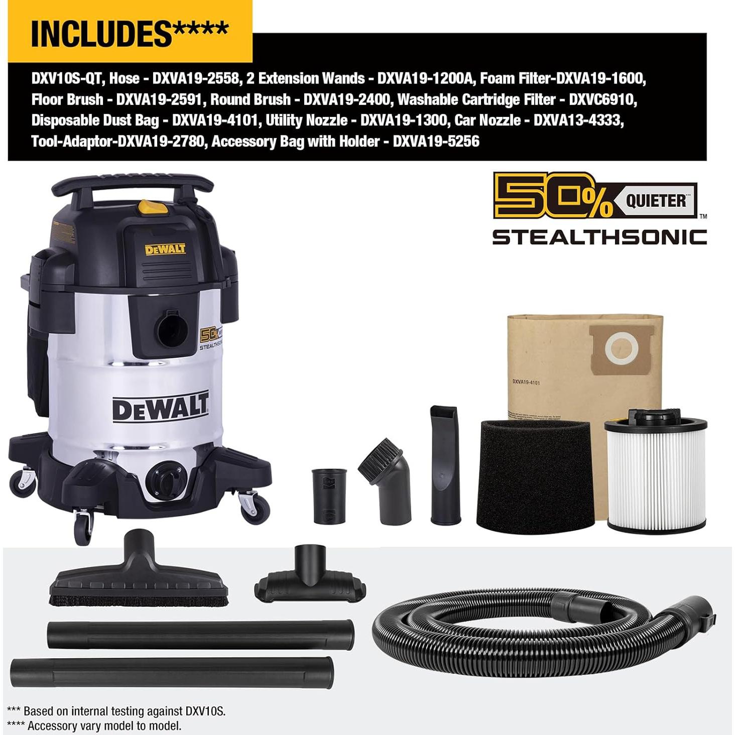 Aspiradora Húmeda y Seca DEWALT 10 Galones DXV10S-QT Silenciosa