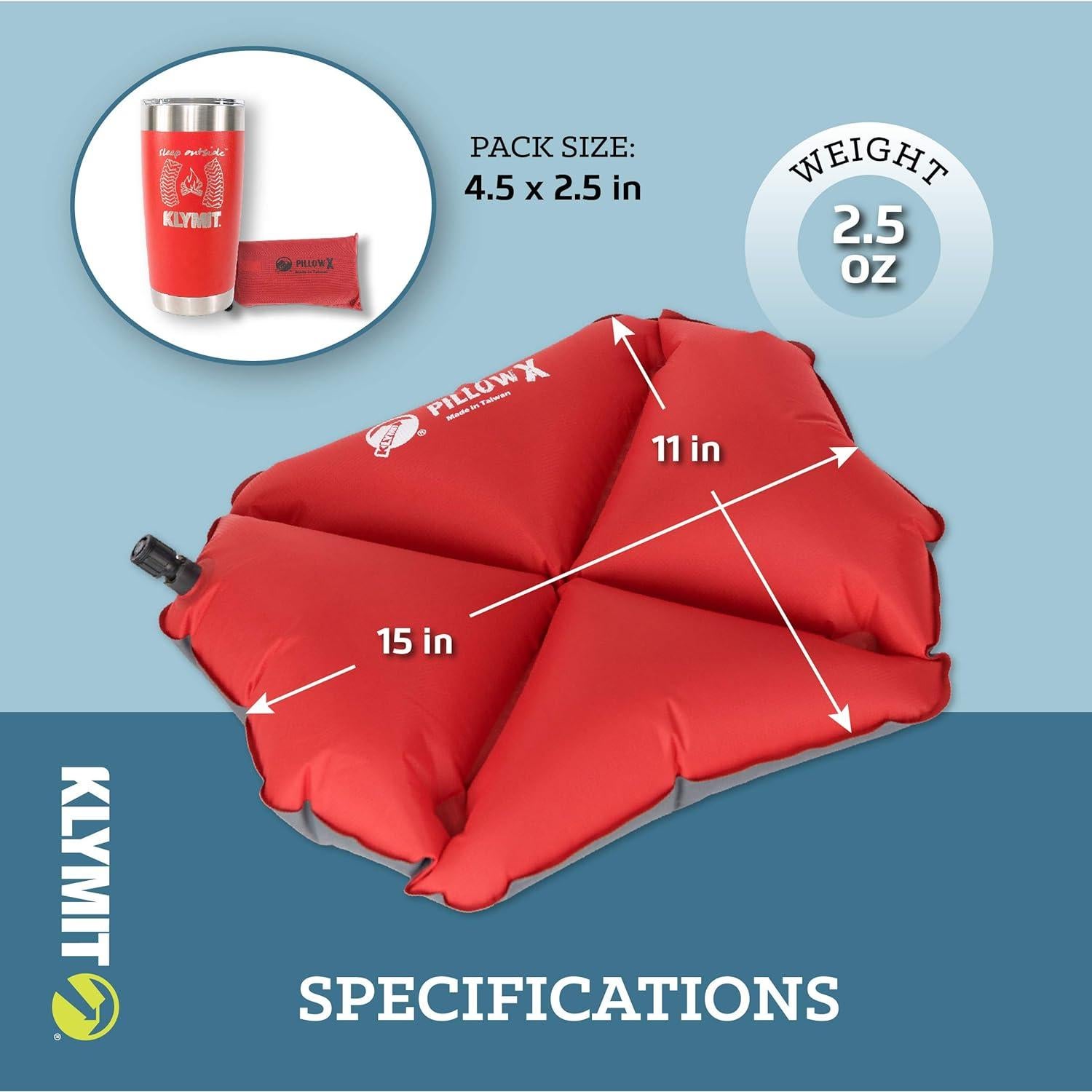 Almohada Inflable Klymit Almohada X 38x28x9 cm Roja