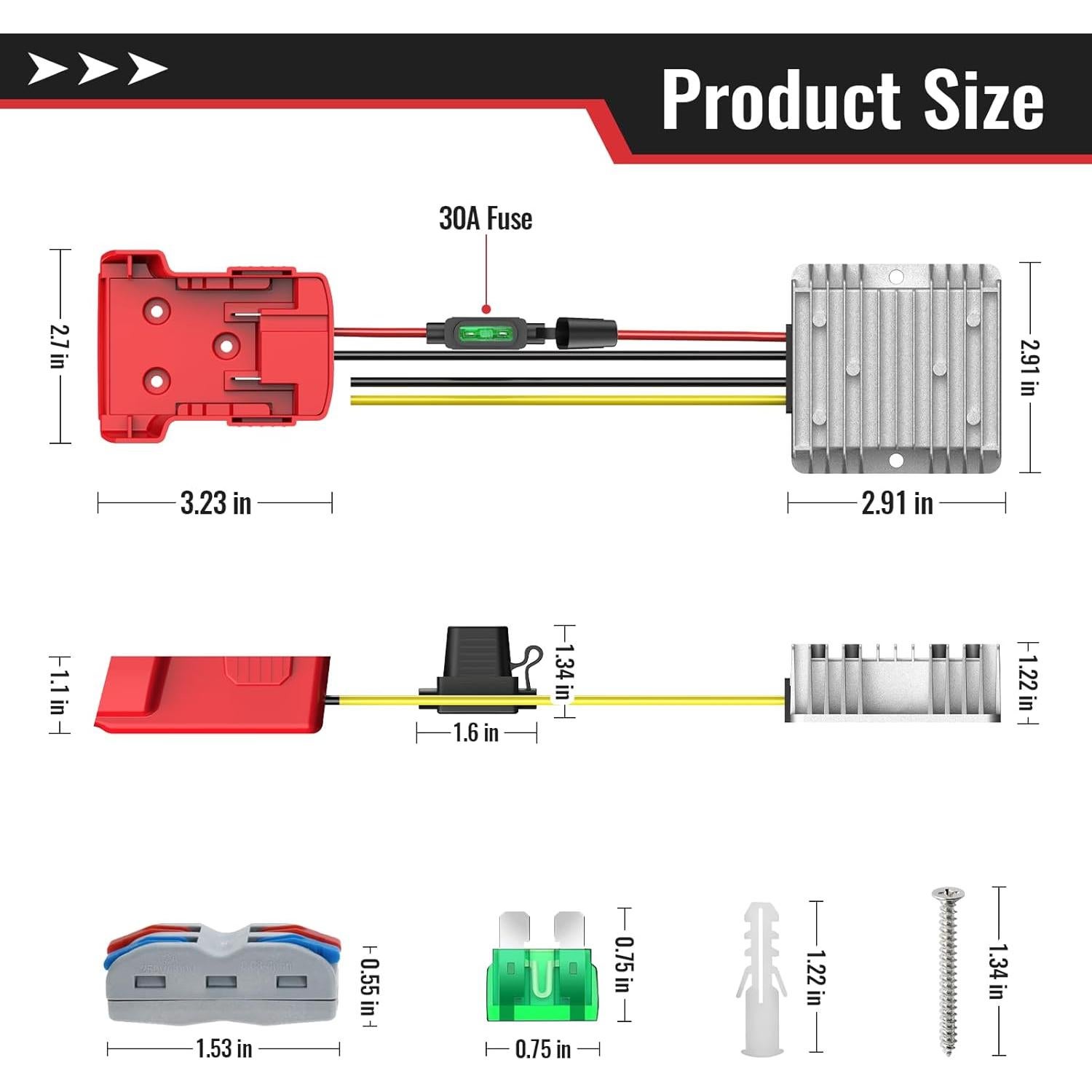 Convertidor 18V a 12V Kzreect 240W para Carrito de Golf