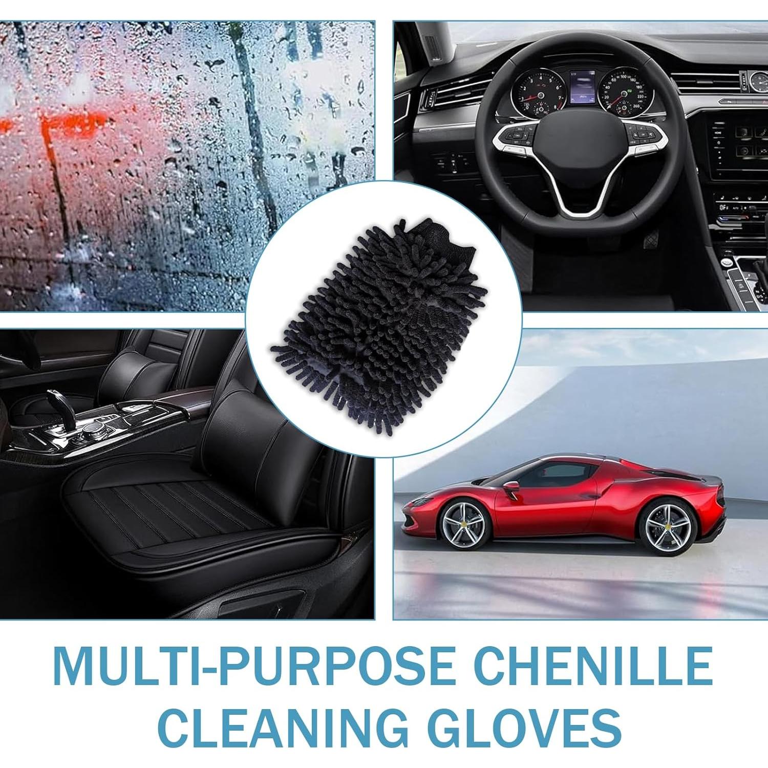 Guantes de Lavado de Autos Qurbuns 2 PCS Microfibra Chenille