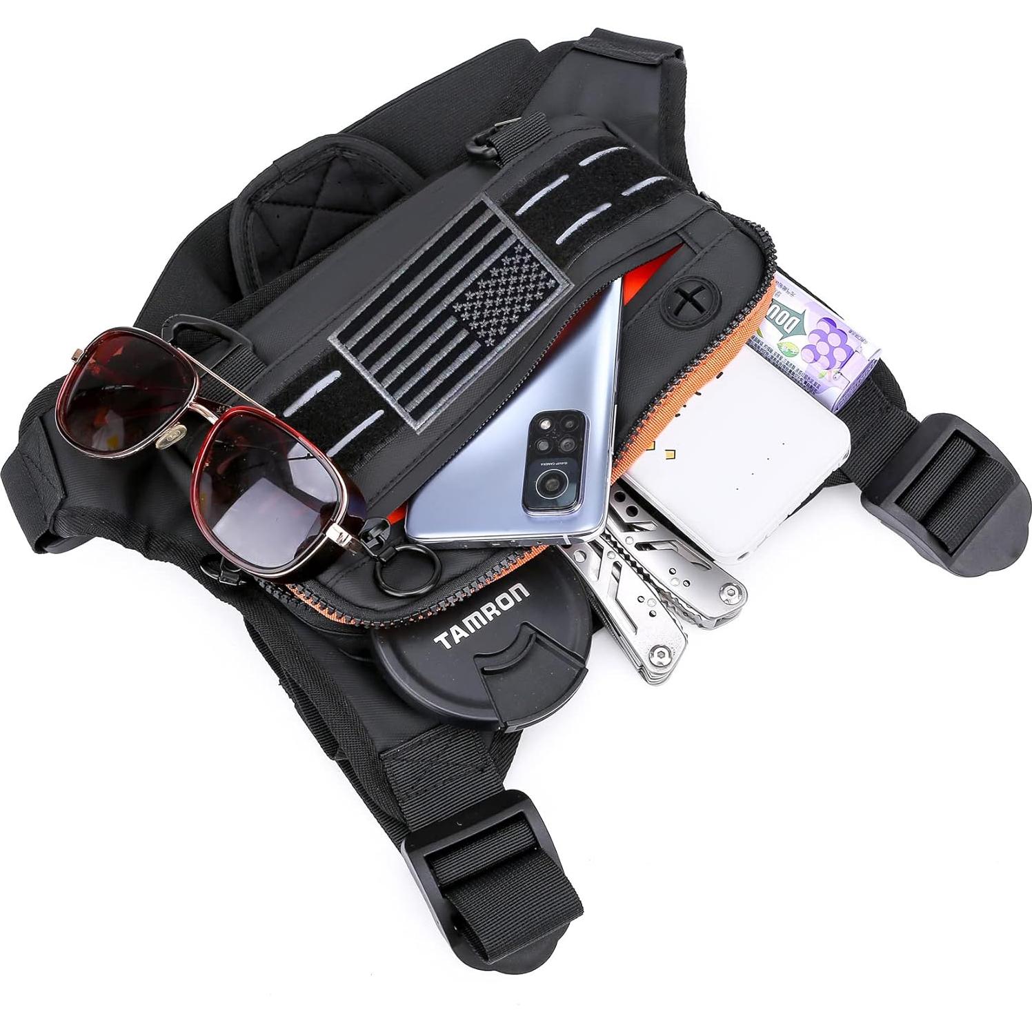 Bolsa de Pecho Deportiva Muserise Negra Resistente al Agua