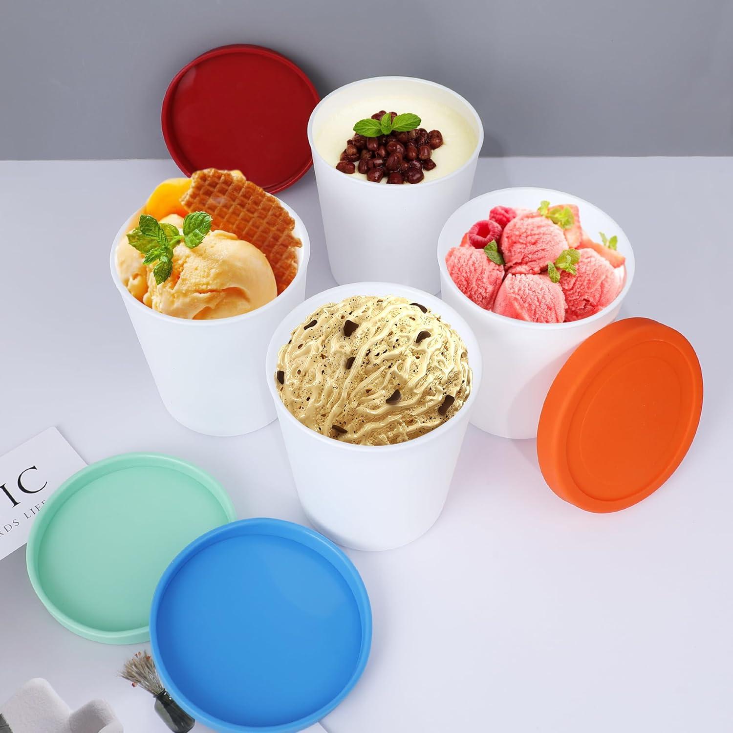 Contenedores de Helado LayYun - 4 Piezas 1 Litro Apilables