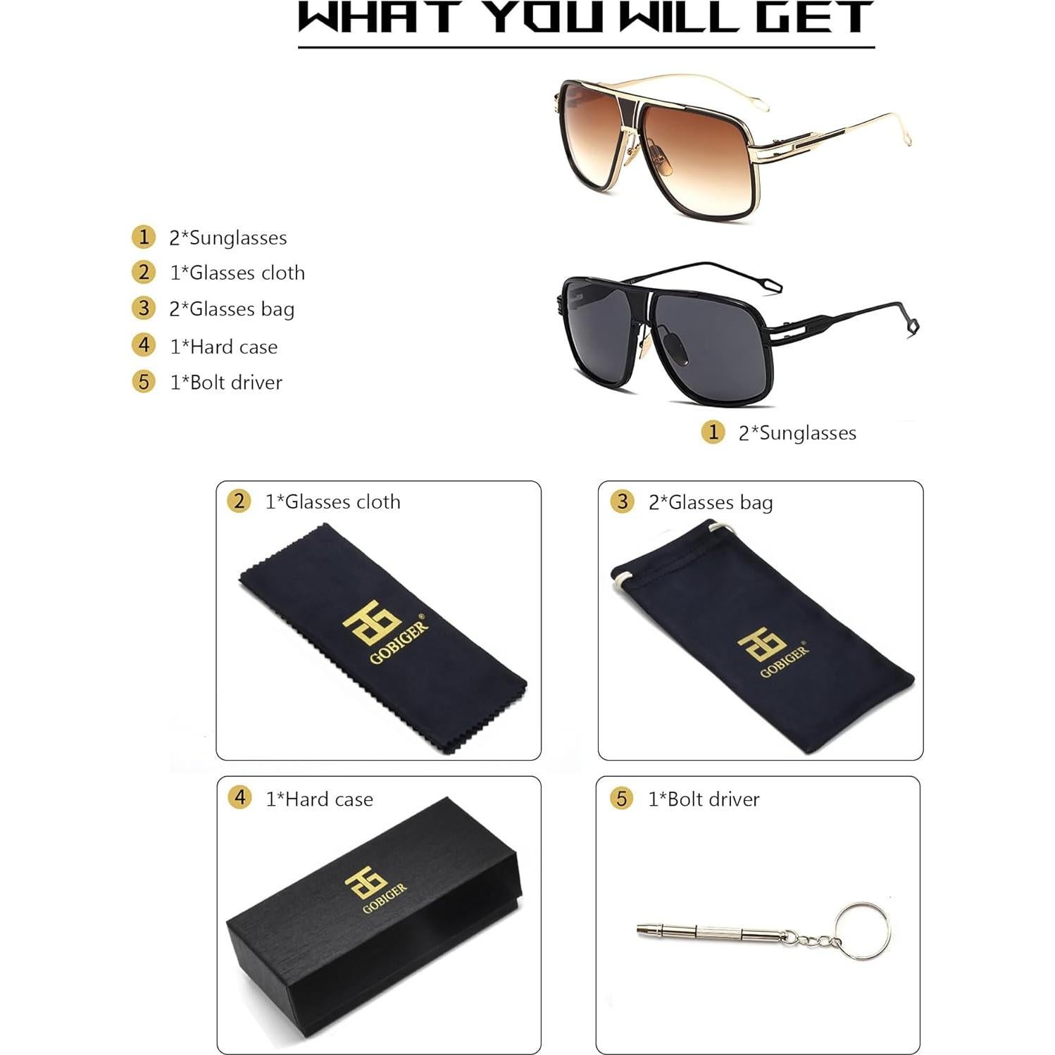 Gafas de sol Aviador Gobiger UV400 para hombres - Marco metálico