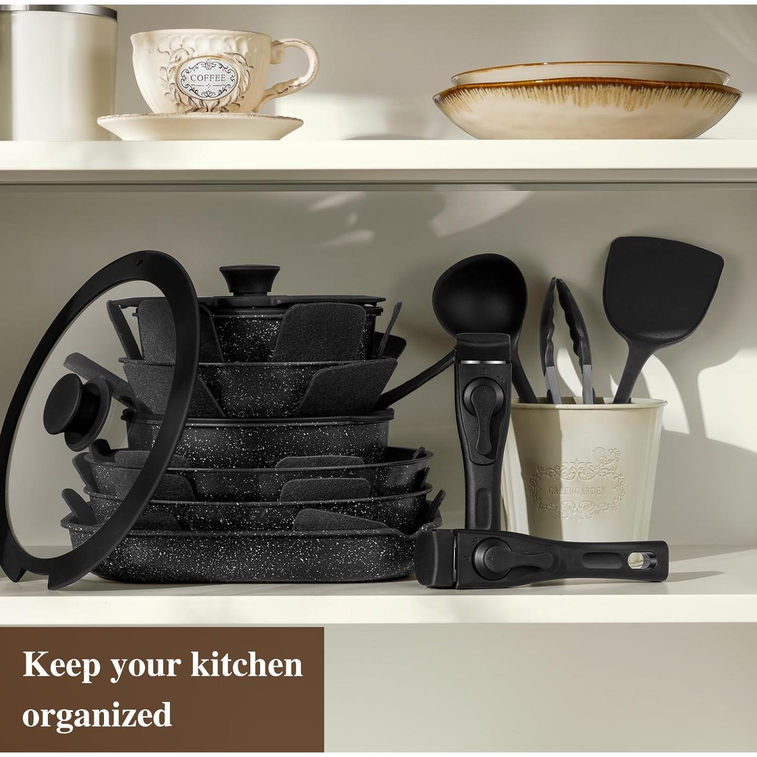 Juego de 20 Piezas de Ollas y Sartenes USELUCK Antiadherentes