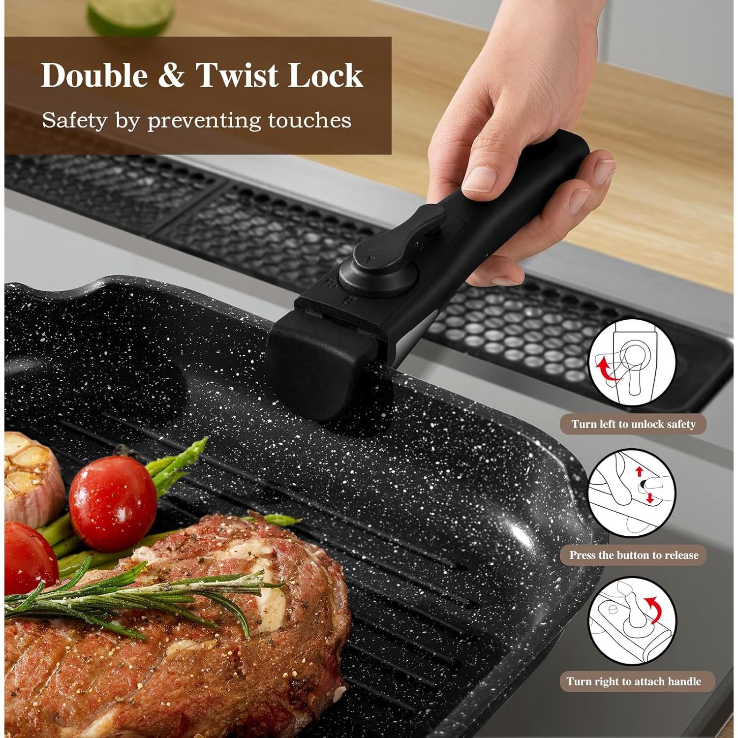 Juego de 20 Piezas de Ollas y Sartenes USELUCK Antiadherentes