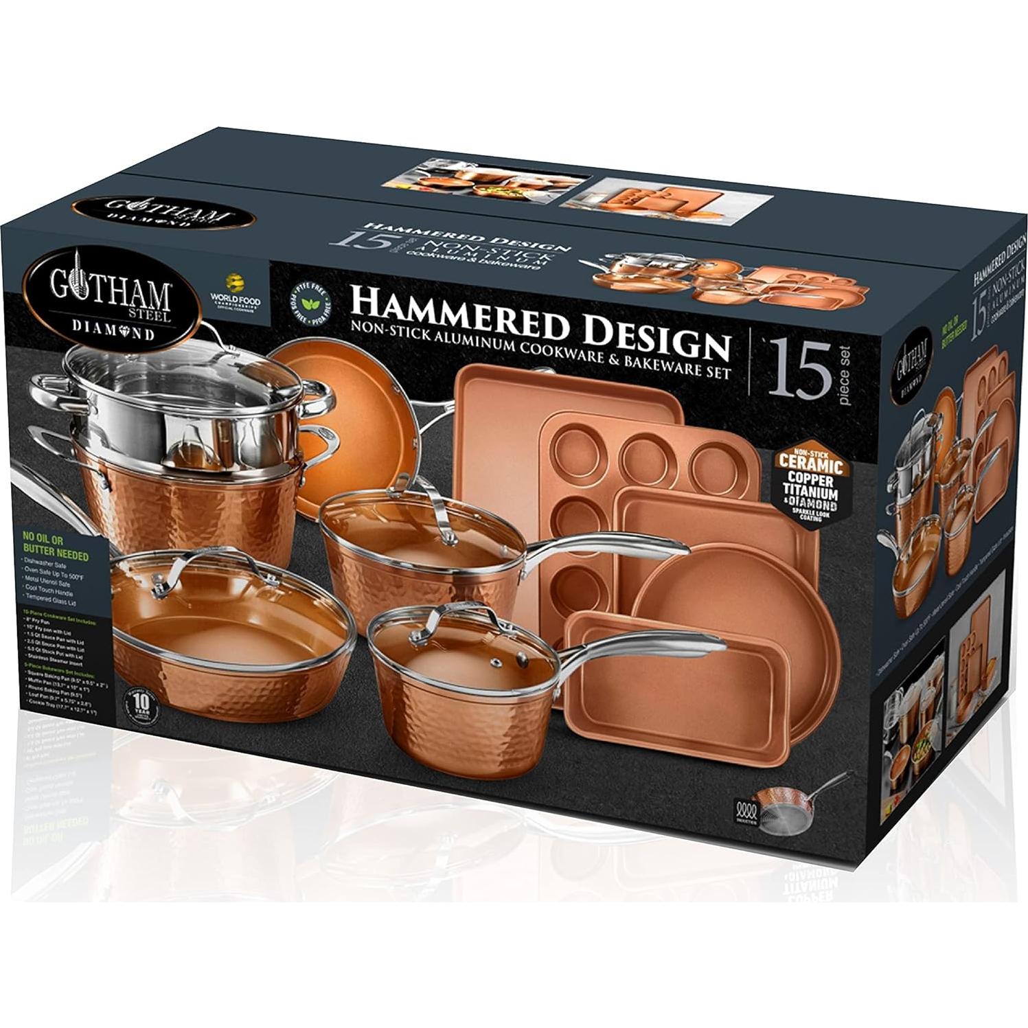 Juego de Ollas y Sartenes Gotham Steel 15 Piezas Cerámica