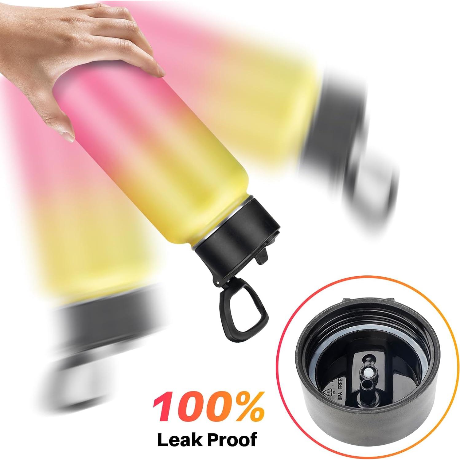 Botella de Agua Aislada YEBTS Life 32 oz con Pajilla Amarillo/Rosa
