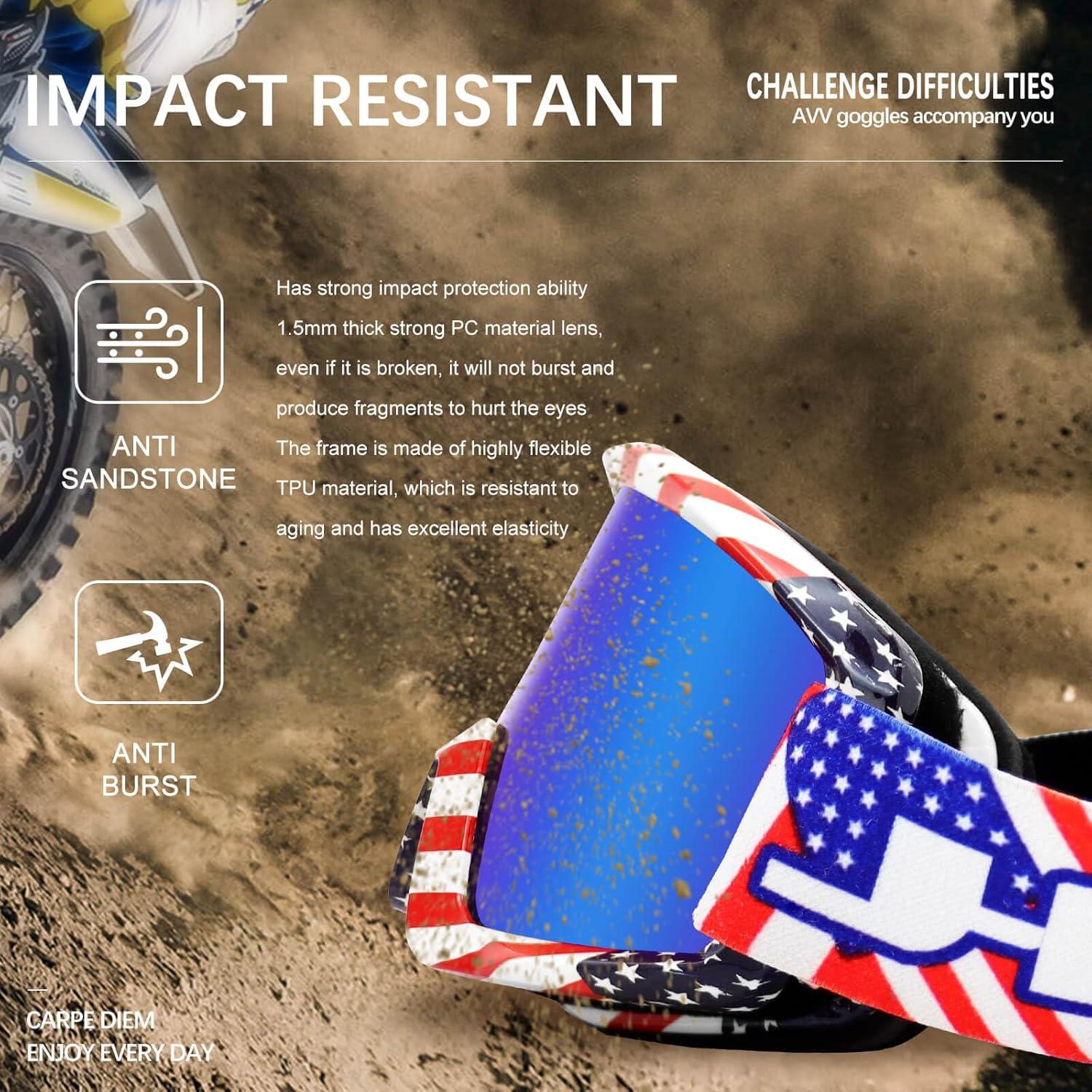 Gafas de Motociclismo AVV Unisex - Anti UV y Anti Impacto