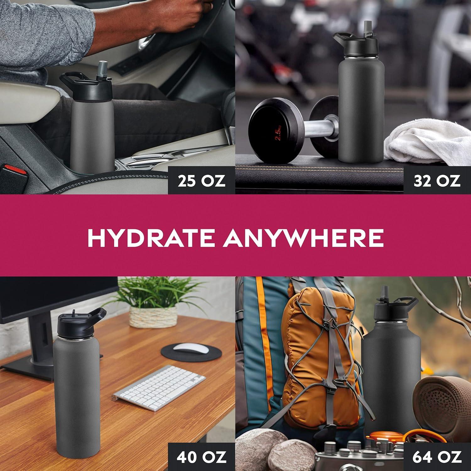 Botella de Agua Aislada FineDine 750 ml Acero Inoxidable 3 Tapas