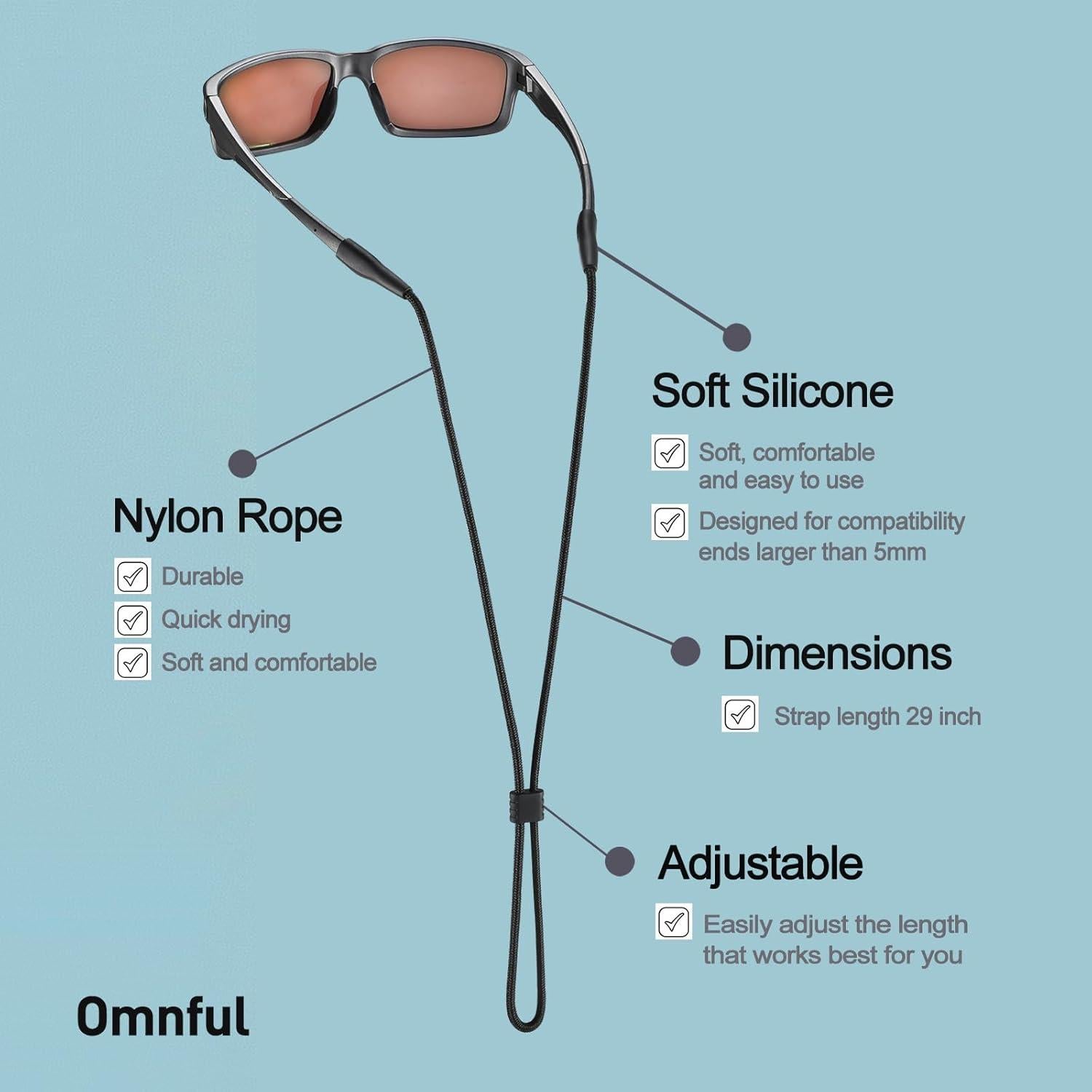 Soporte para Gafas Omnful 4pcs Ajustable Nylon Marrón