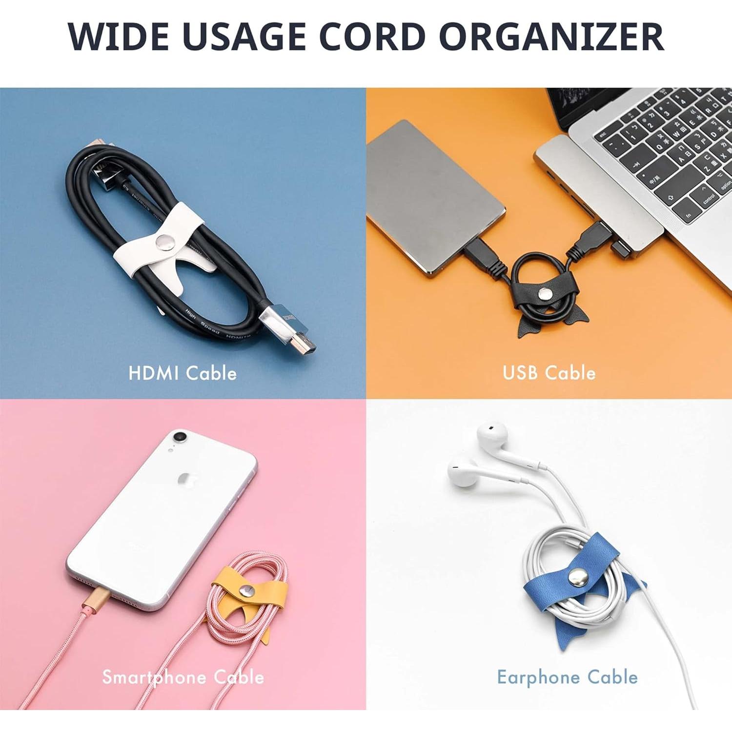 Organizador de Cables SenseAGE 5 Piezas Cuero Rosa